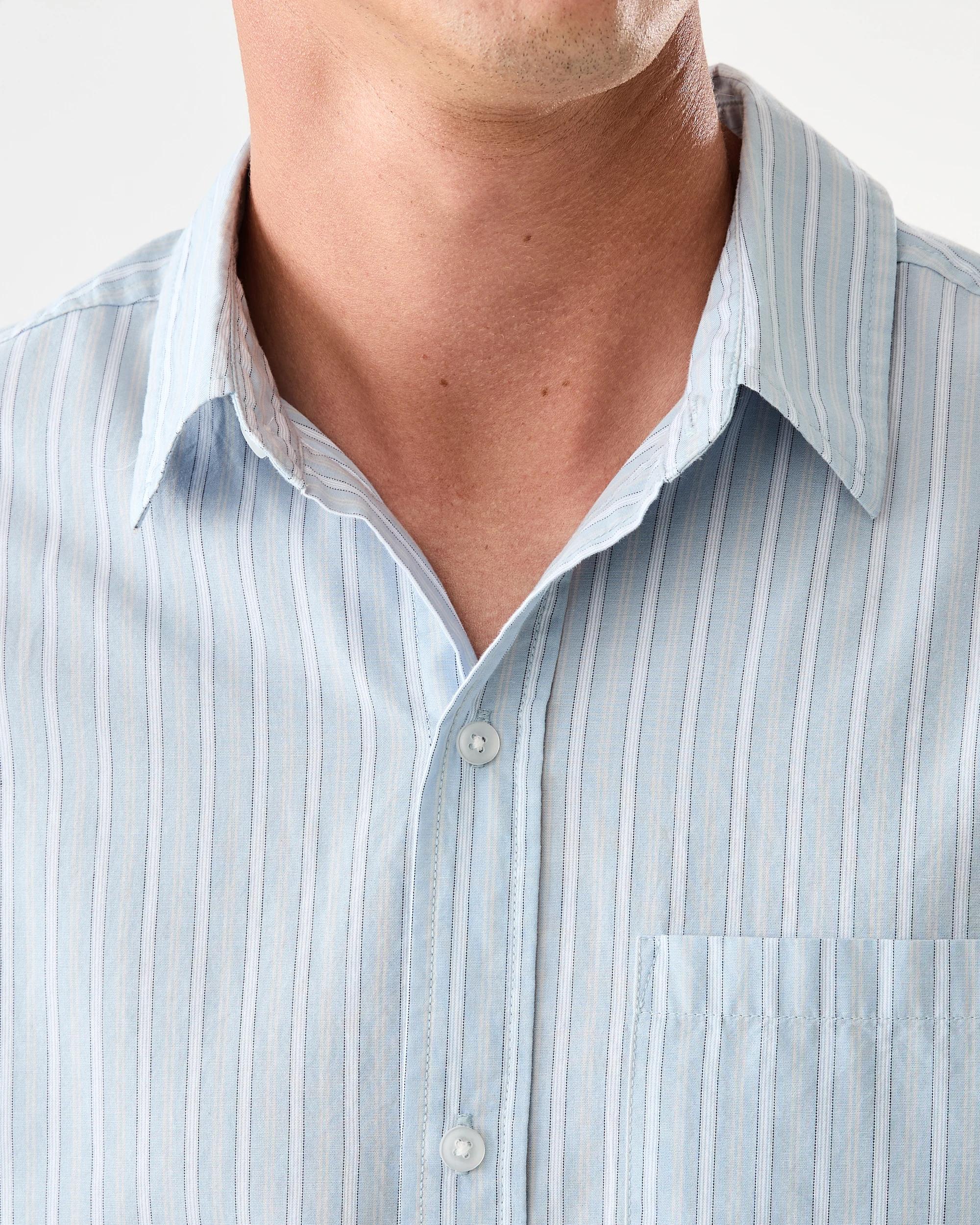 5 Short Sleeve Boxy Poplin Stripe Shirt Blu Stripe, 5 of 7
