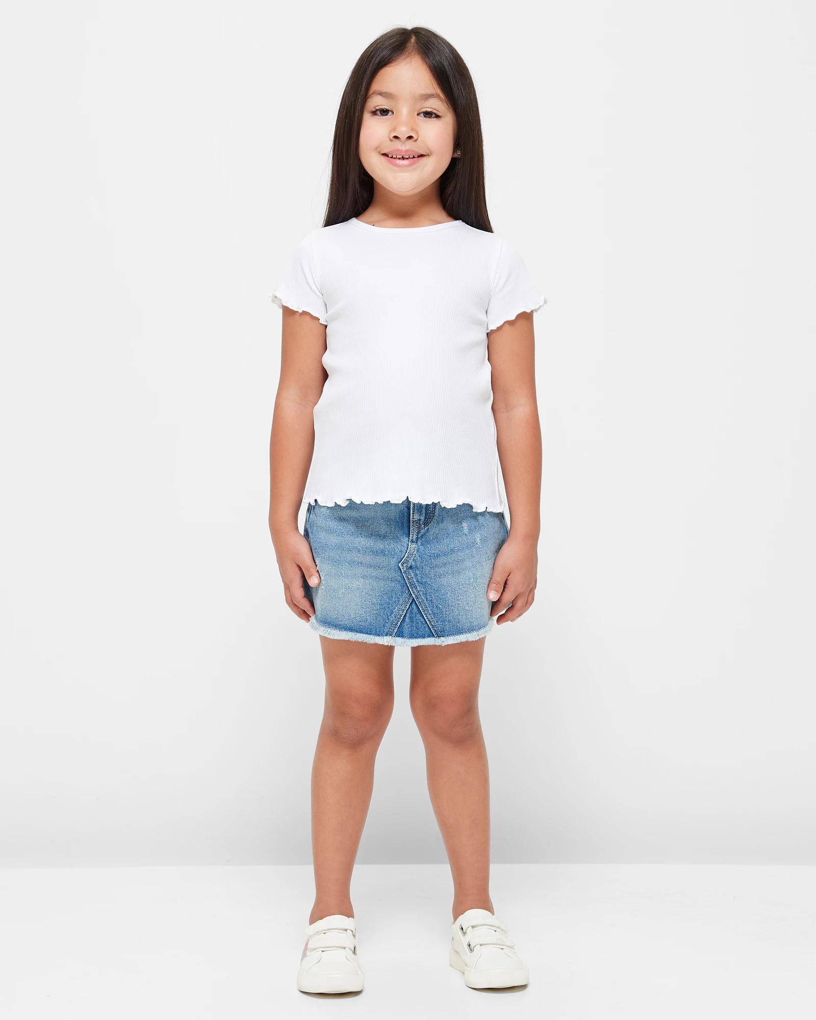 2 Target Australian Cotton Girls Rib T-shirt WHITE, 2 of 6