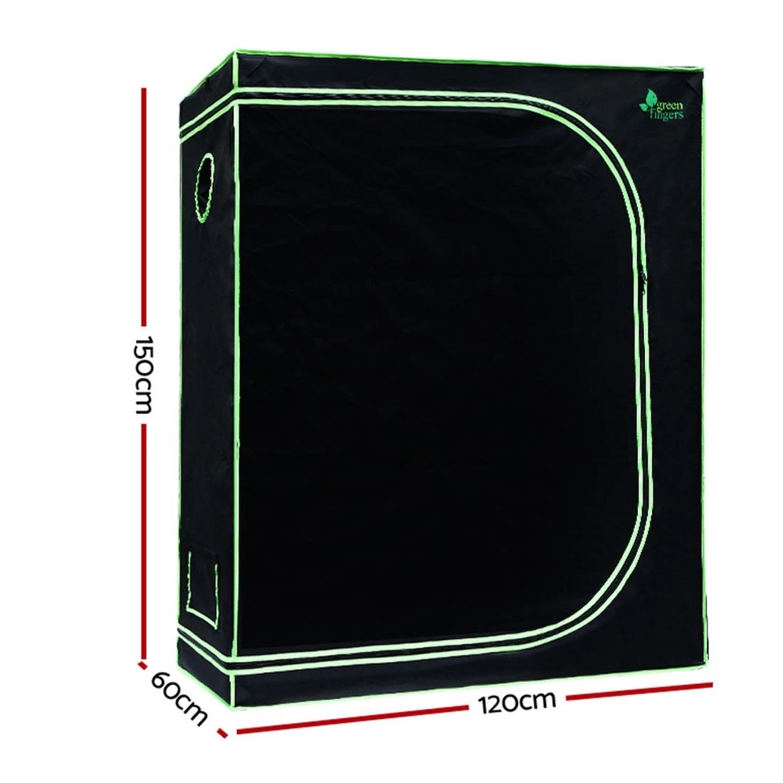 2 Green Fingers Grow Tent 120x60x150CM Hydroponics Kit Indoor Plant Room System - Black, 2 of 7