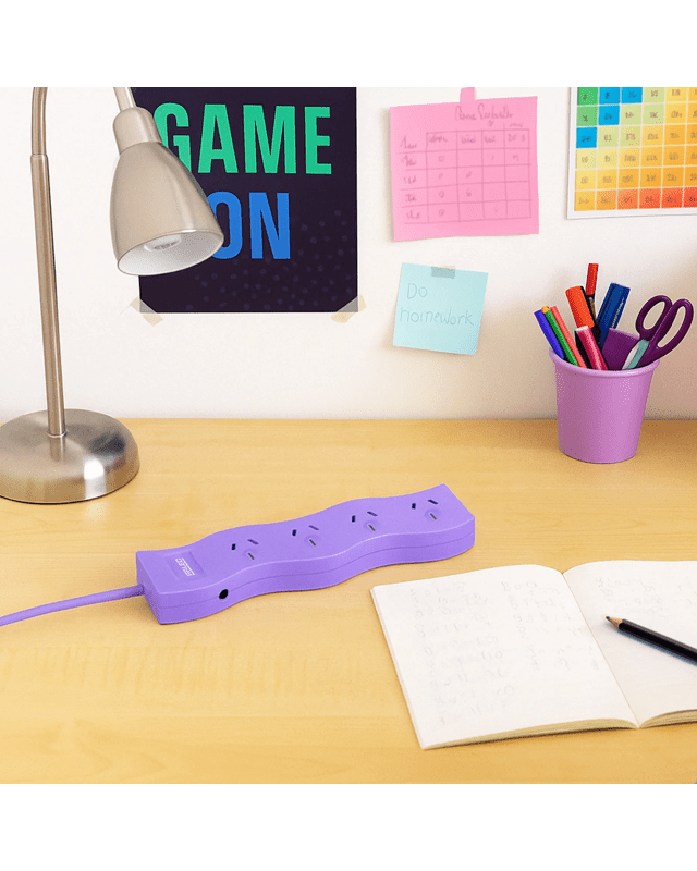 Arlec 4 Outlet Zig Zag Overload Protected Powerboard - Lilac
 - Pu
