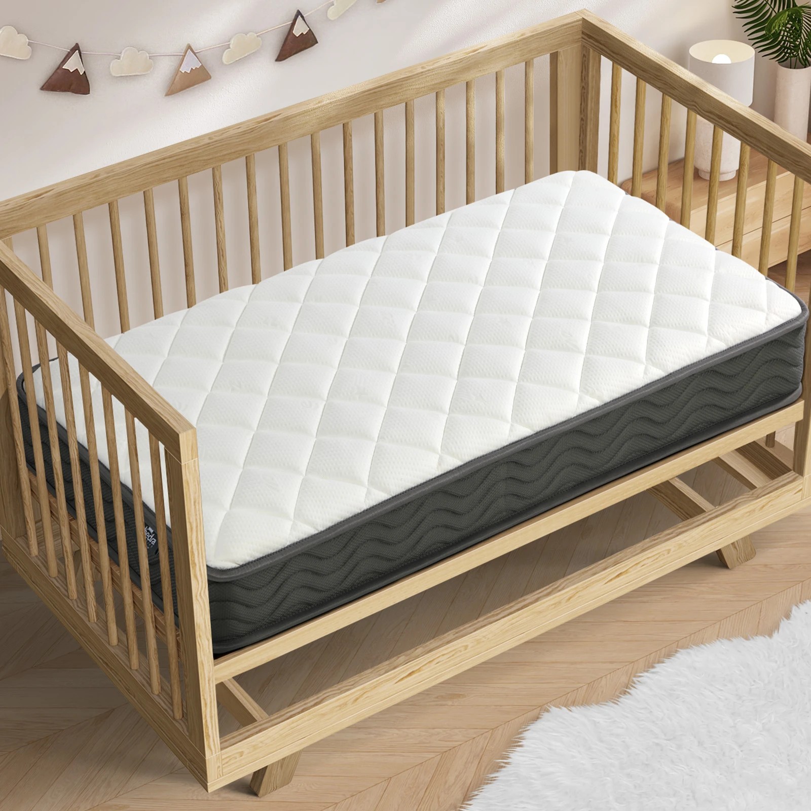 3 Bedra Bedding Baby Cot Mattress Bonnell Spring Foam Kids Bed Edge Breathable 13cm - Single Bed - White, 3 of 7