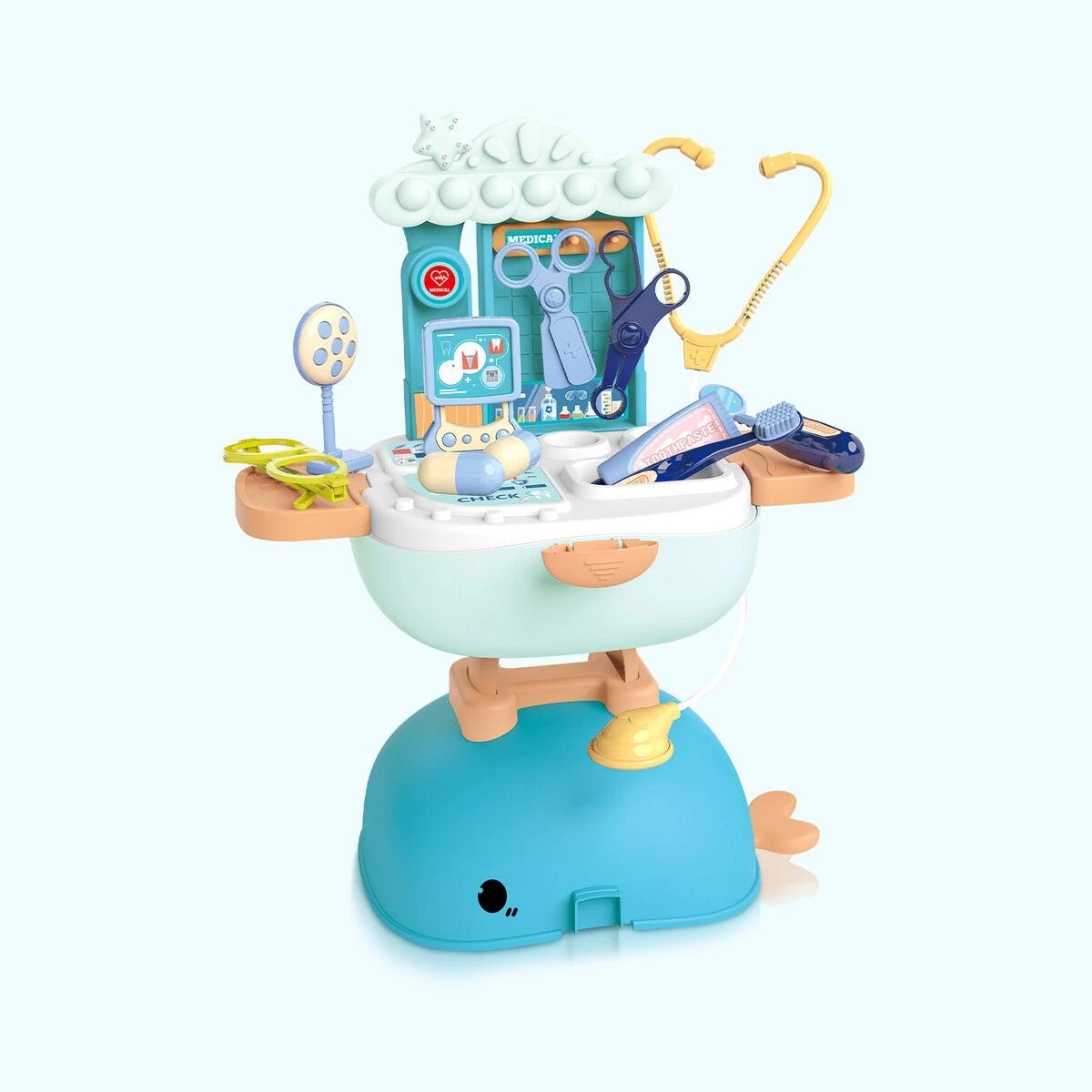 3 AUSWAY 4 In 1 Pretend Toy Doctor Kit Dentist Medical Tools Work Bench, 3 of 6