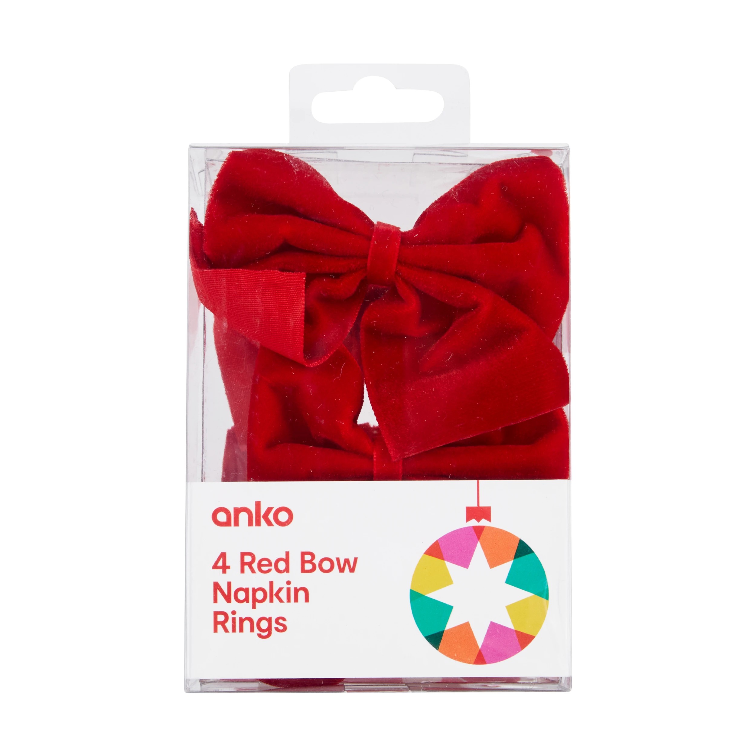 4 4 Pack Red Bow Napkin Rings, 4 of 4