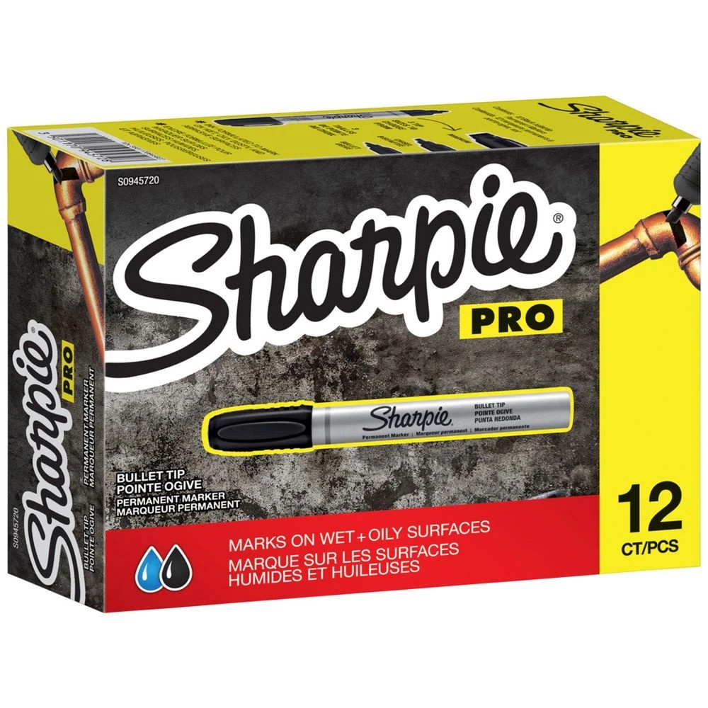 1 Sharpie Metal Permanent Marker Bullet Tip Black 12 Pack, 1 of 8