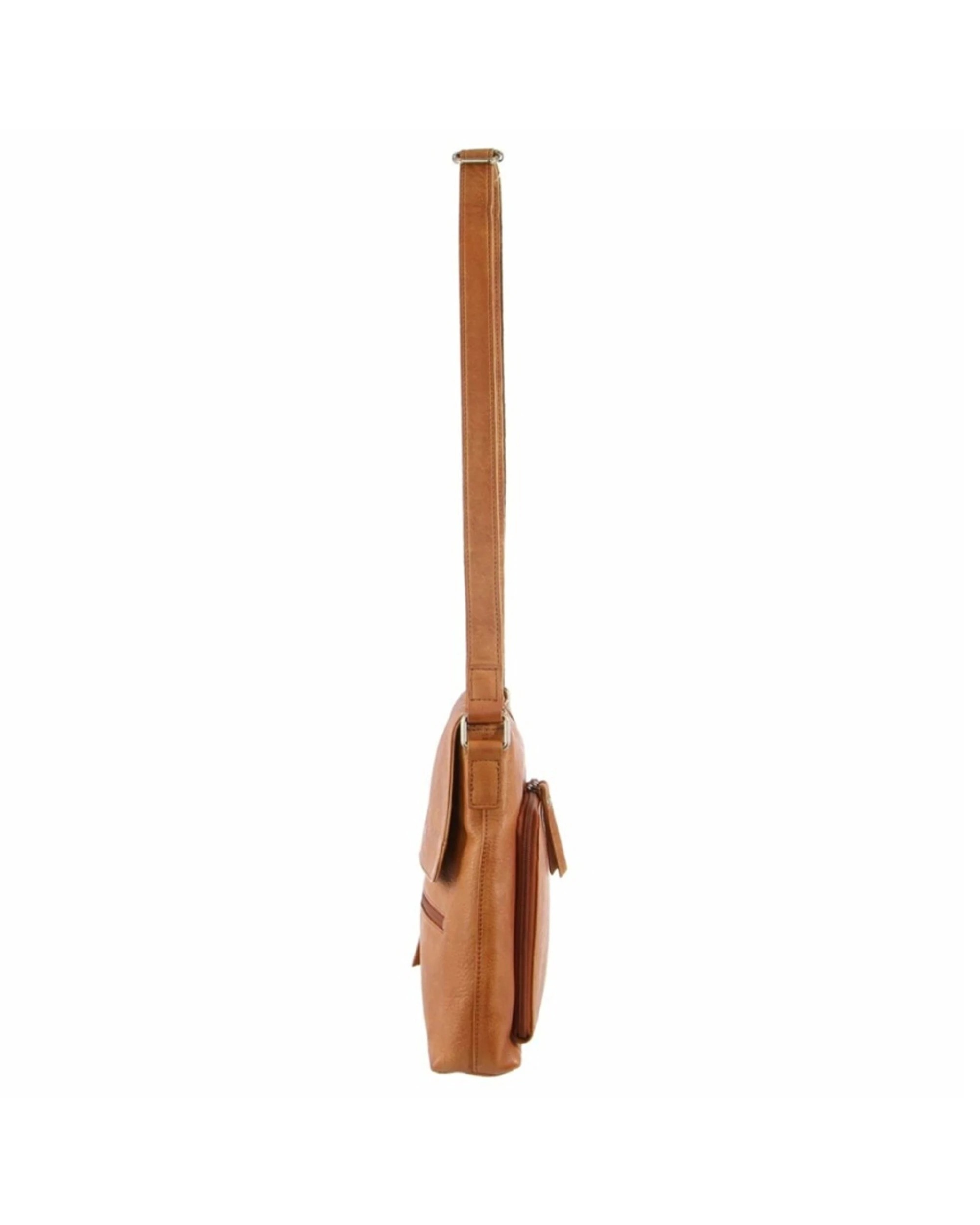 3 Milleni Women's Nappa Leather Shoulder Crossbody Bag With Zip 25x28cm Cognac - Brown, 3 of 4
