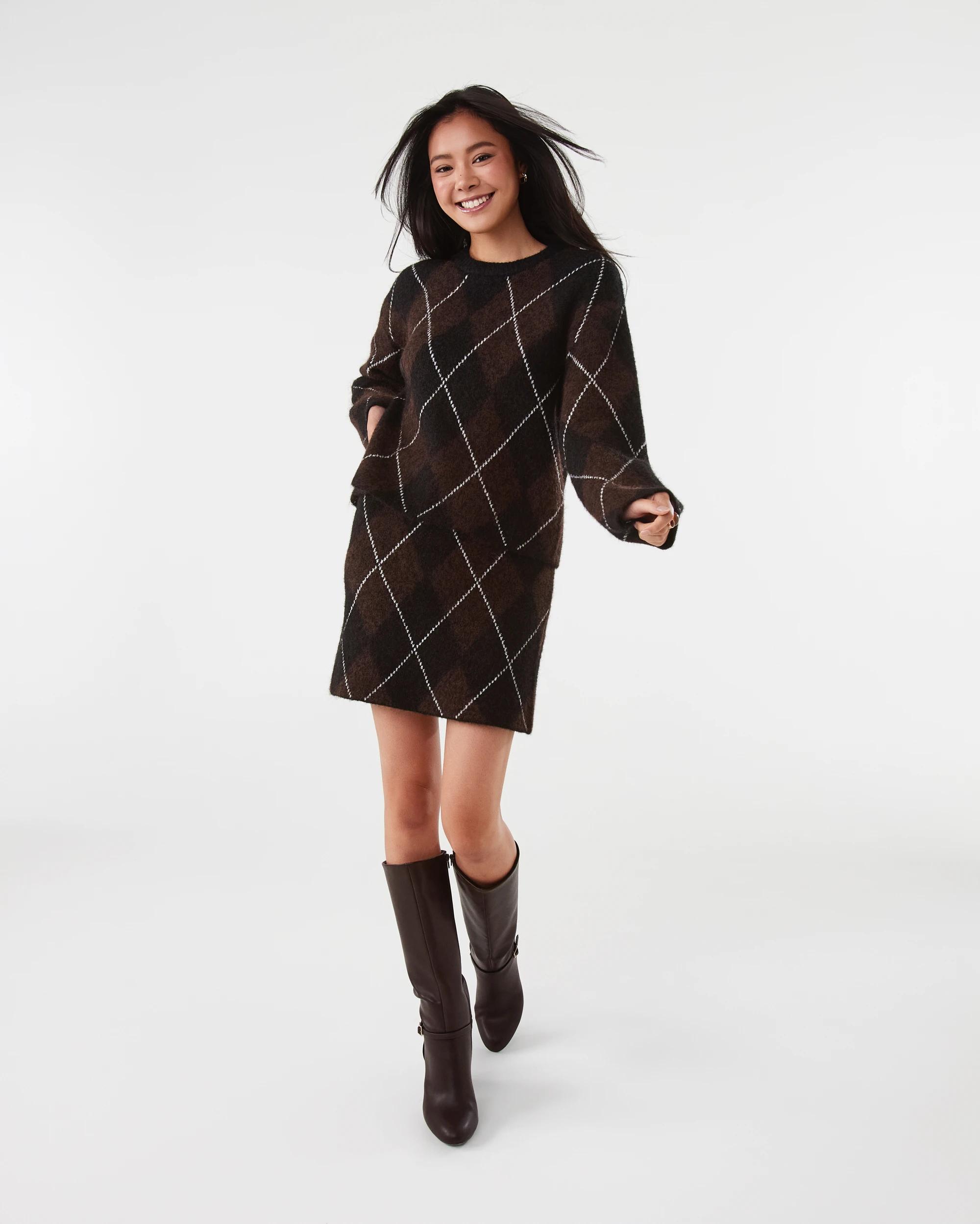 2 Argyle Mini Skirt Mchoc Arg, 2 of 7