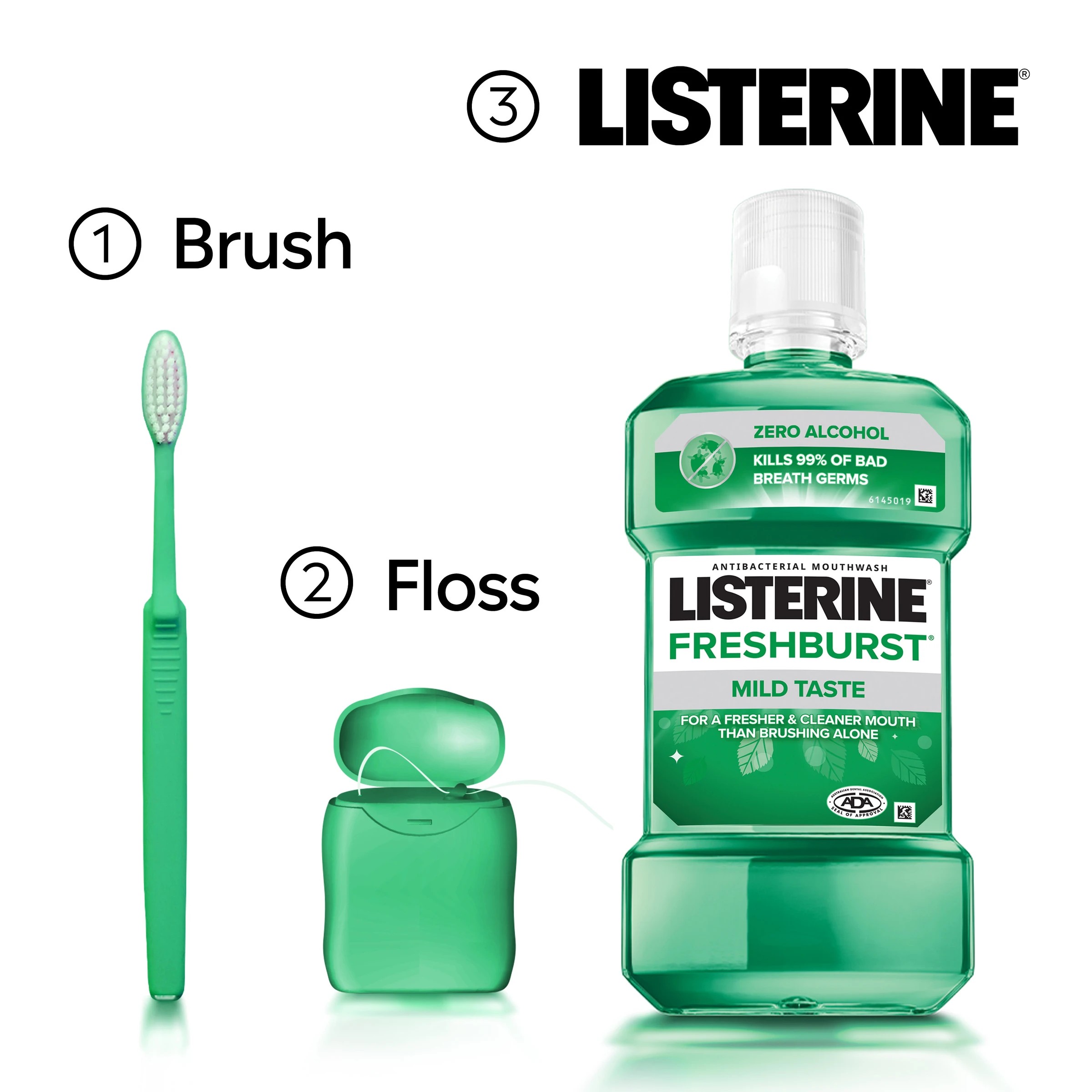 3 Listerine Freshburst Antibacterial Mouthwash 100ml, 3 of 10