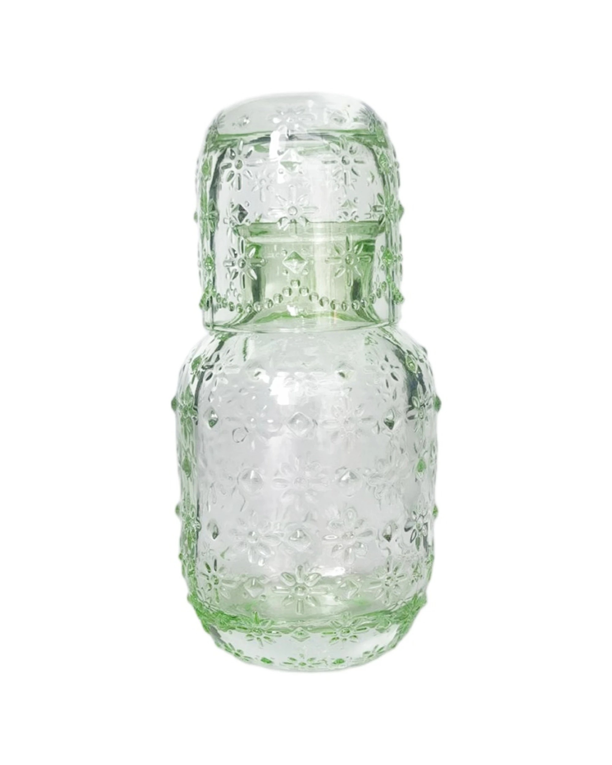 3 Urban Products 2pc Mari Glass Vintage Floral Carafe Set 19cm - Clear, 3 of 3