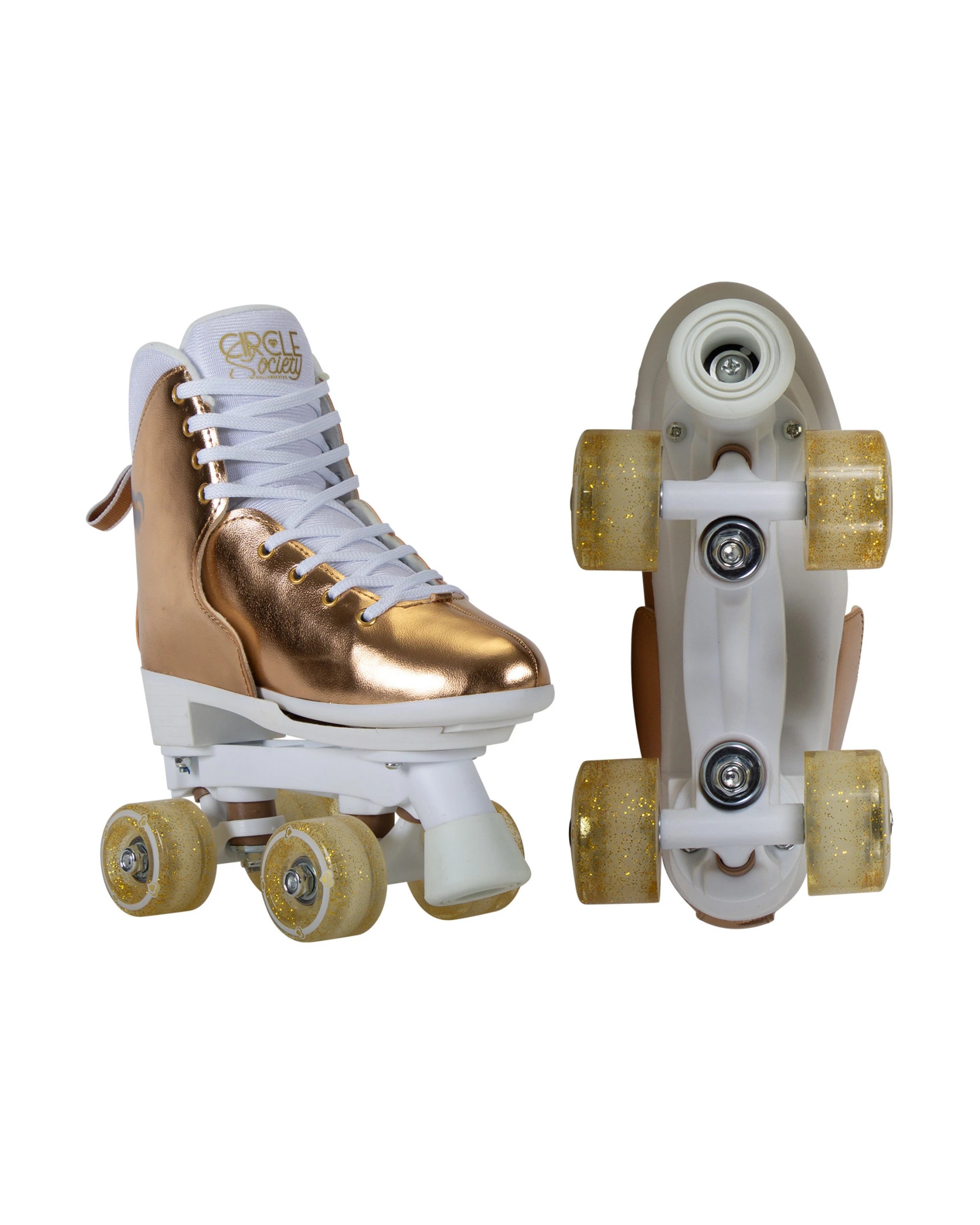 2 Circle Society Adjustable Quad Kids Metallic Rose Gold Rhythm Roller Skates, 2 of 9