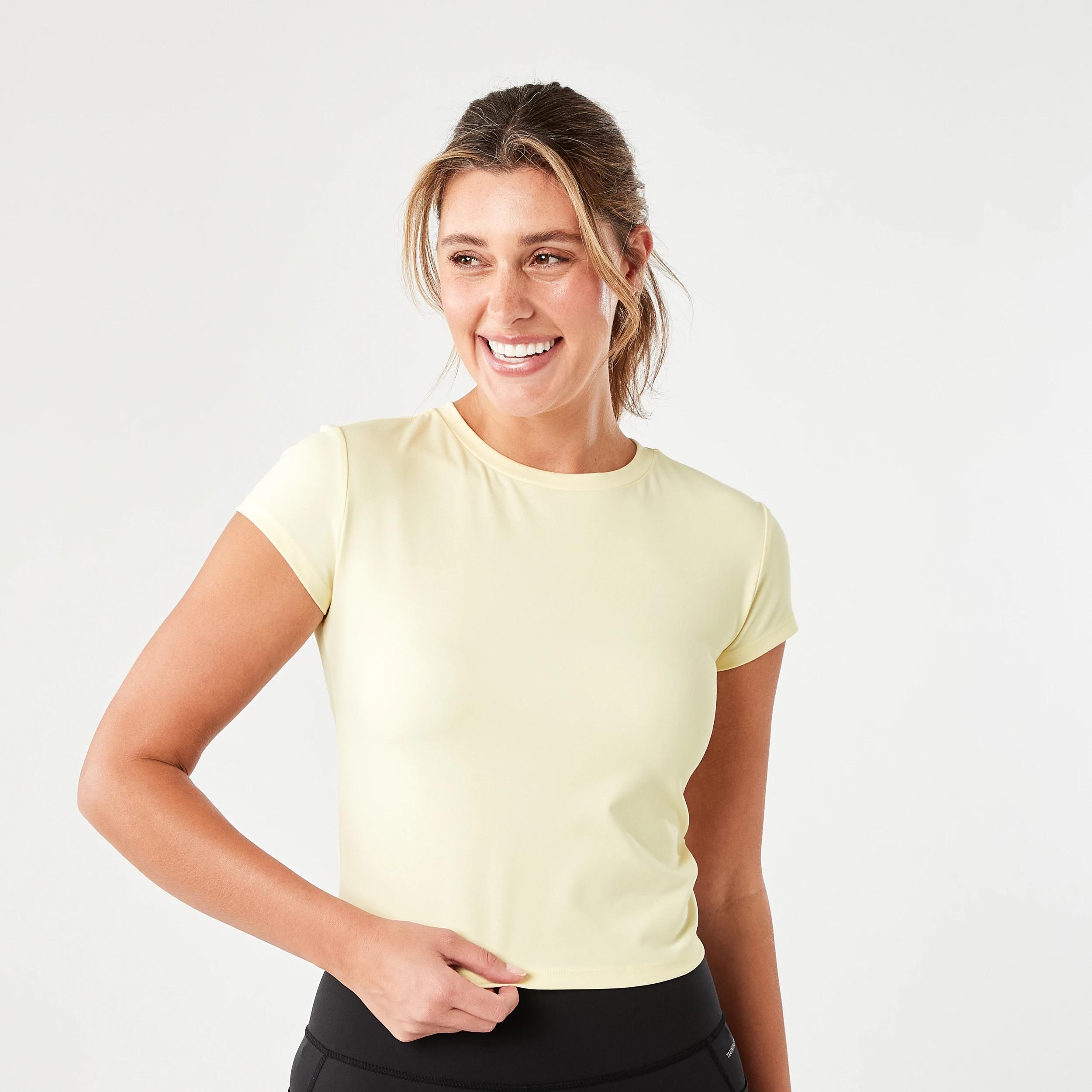 1 Active Womens Ultra Soft Crew Neck T-shirt LEMON MIST, 1 of 5