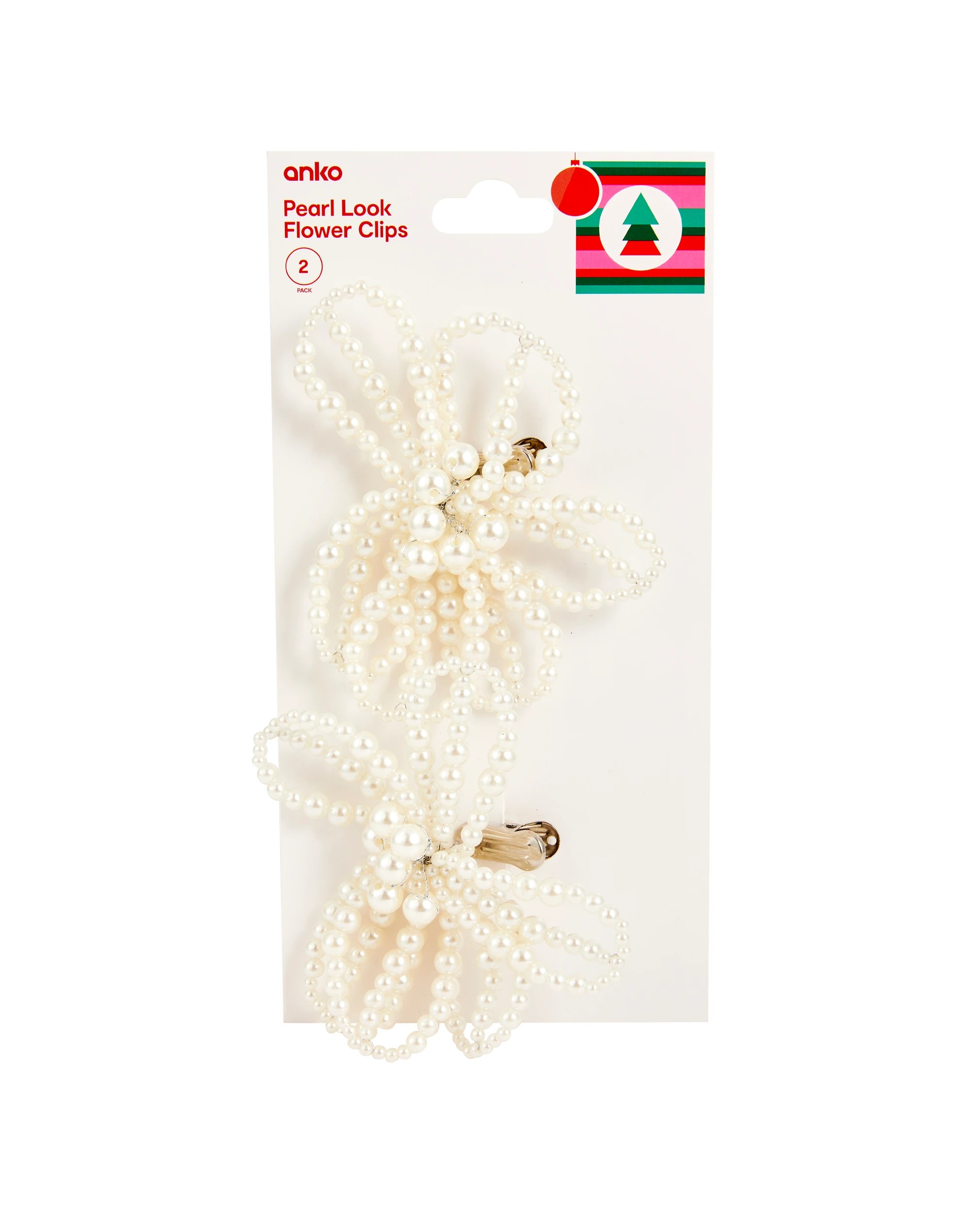 5 2 Pack Faux Pearl Look Flower Clips, 5 of 5