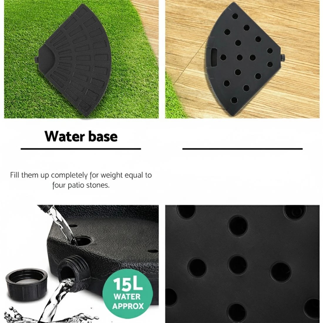 6 Instahut 3m Outdoor Umbrella w/Base Cantilever Garden Patio Beach - Blue, 6 of 6