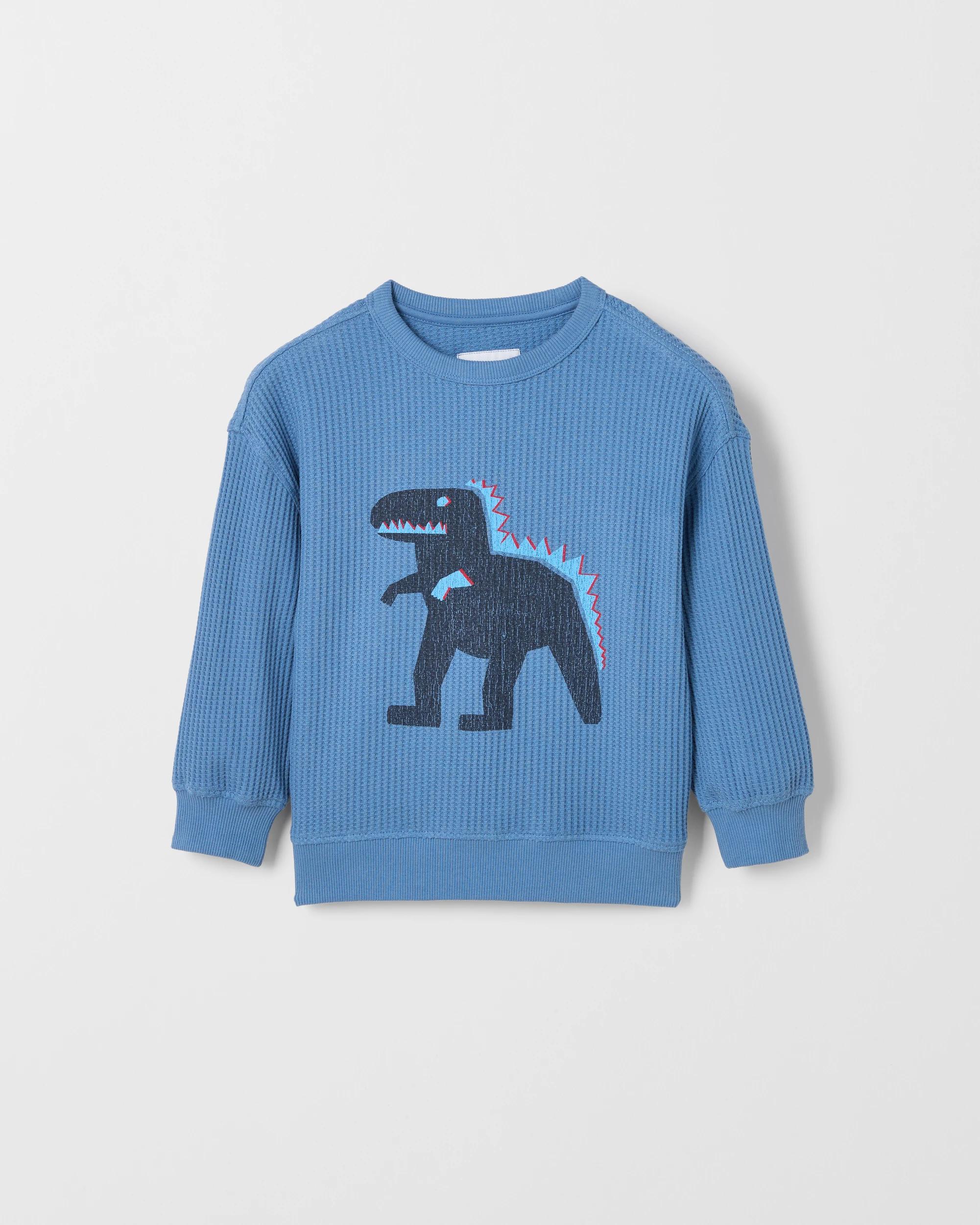 4 Target Kids Australian Cotton Long Sleeve Oversized Waffle T-Shirt BLUE, 4 of 5