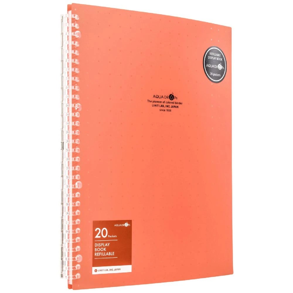 1 Aqua Drops Refillable Display Book A4 20 Pockets Vivid Red, 1 of 4