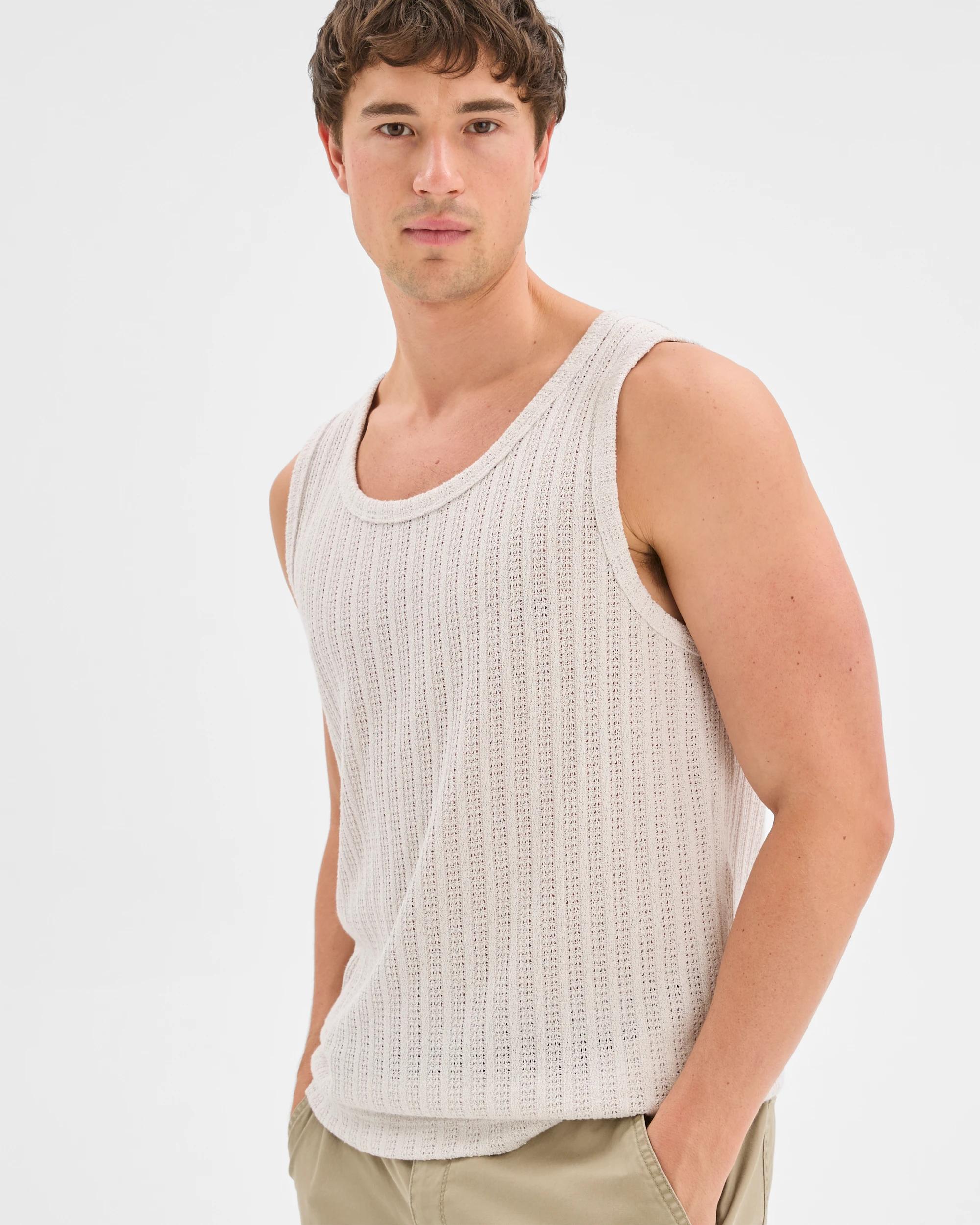 4 Commons Australian Cotton Blend Textured Tank Top WASHED WHITE, 4 of 6