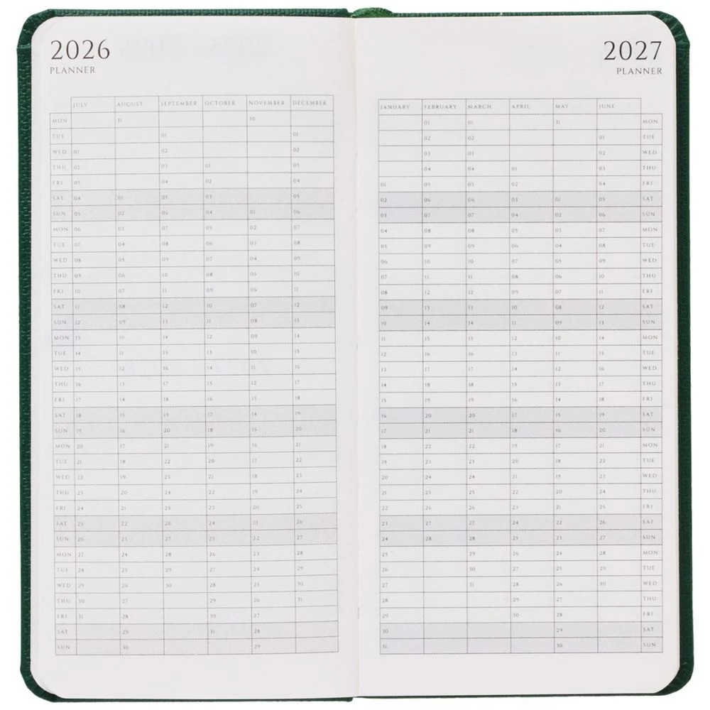 4 J.Burrows Slim Week to View Textured FY26/27 Diary Green, 4 of 6