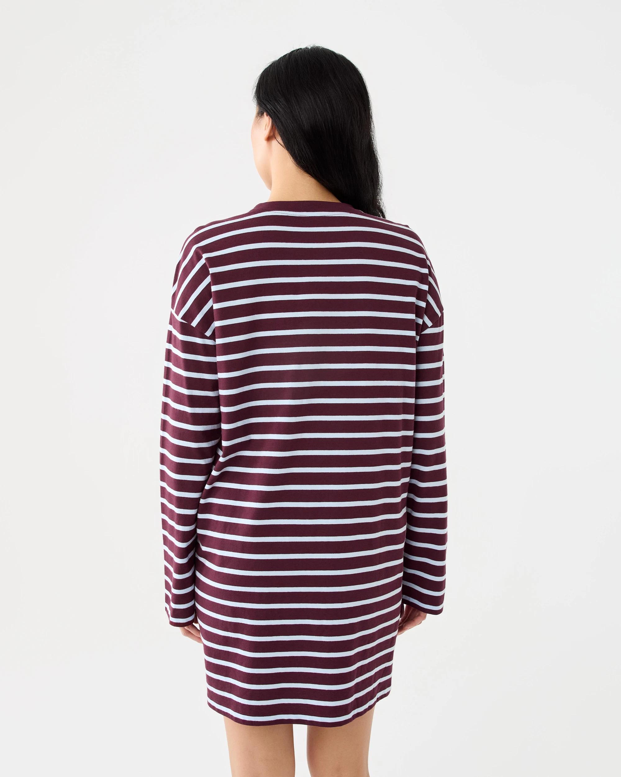 3 Long Sleeve Oversized Boyfriend Mini Dress Strp Prt, 3 of 7