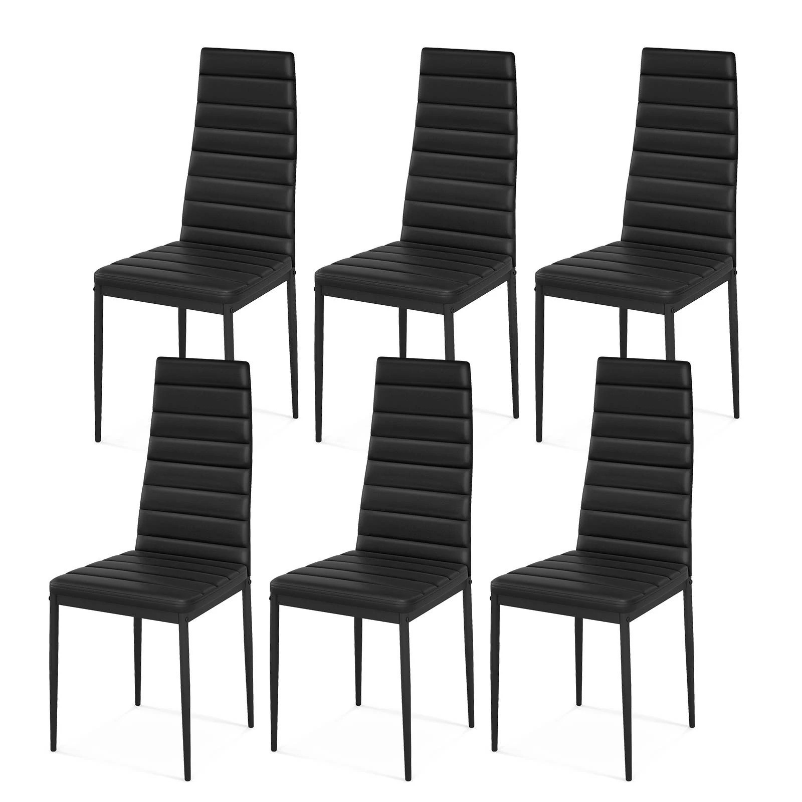 1 Costway 6x Dining Chairs PVC Leather Seat High Backrest Kitchen Chairs, 1 of 7