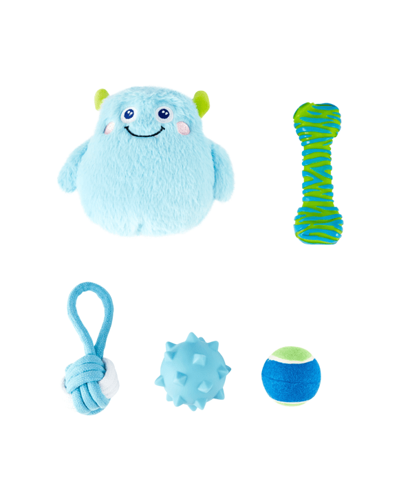 5 Pack Pet Toy Blue Monster