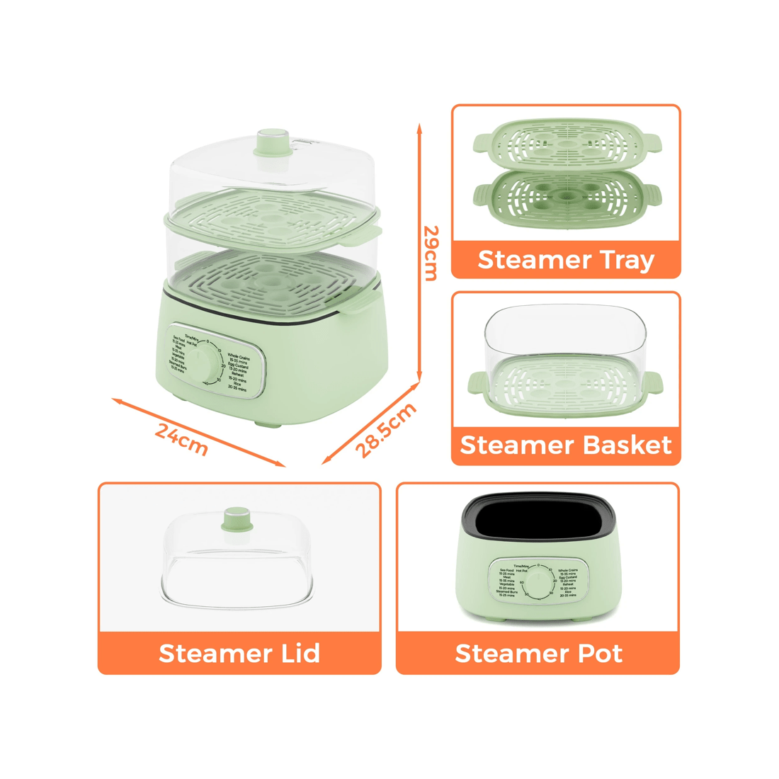 7 Advwin Electric Food Steamer, 12l Electric Steamer Pot With 2 Removable Steamer Trays, 7 of 7