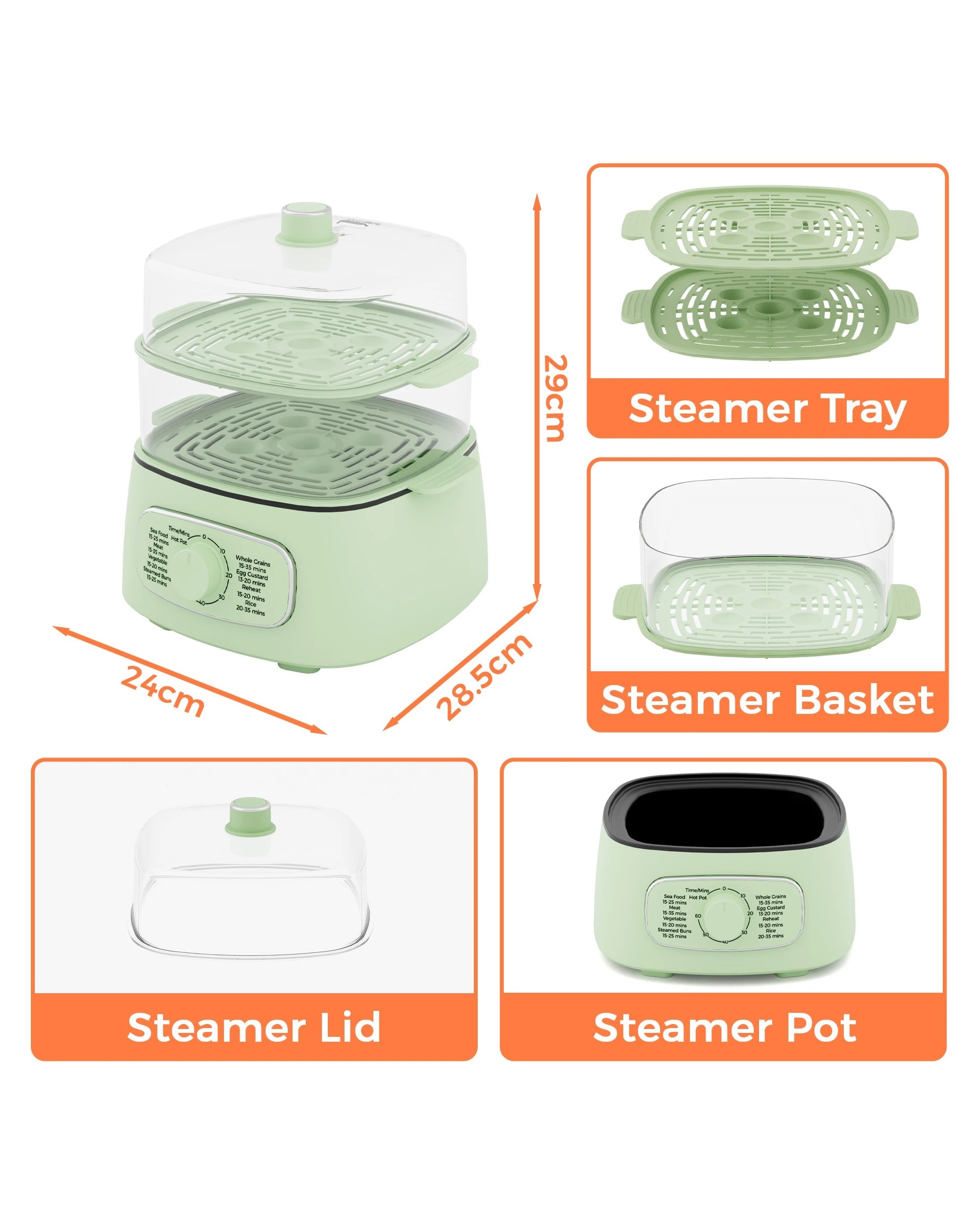 7 Advwin Electric Food Steamer, 12l Electric Steamer Pot With 2 Removable Steamer Trays, 7 of 7