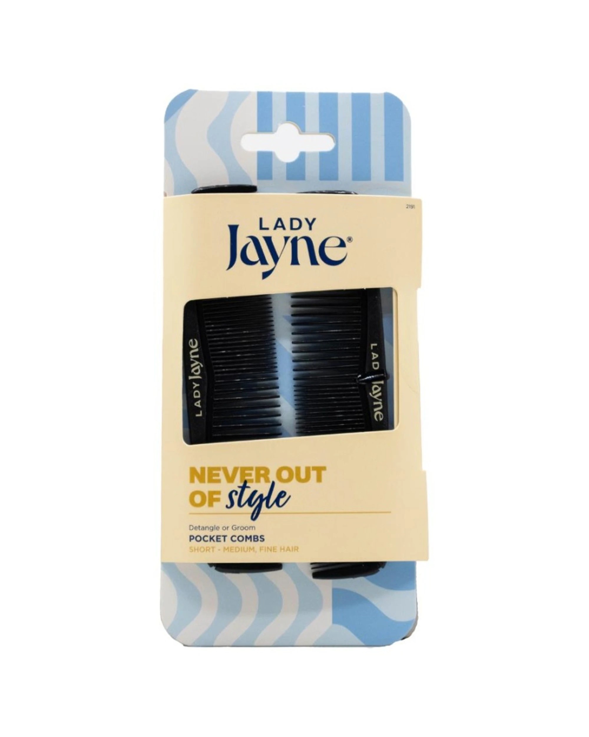 2 Lady Jayne 6x 2pc Pocket Combs Brushes For Short-Medium Hair - Black, 2 of 3