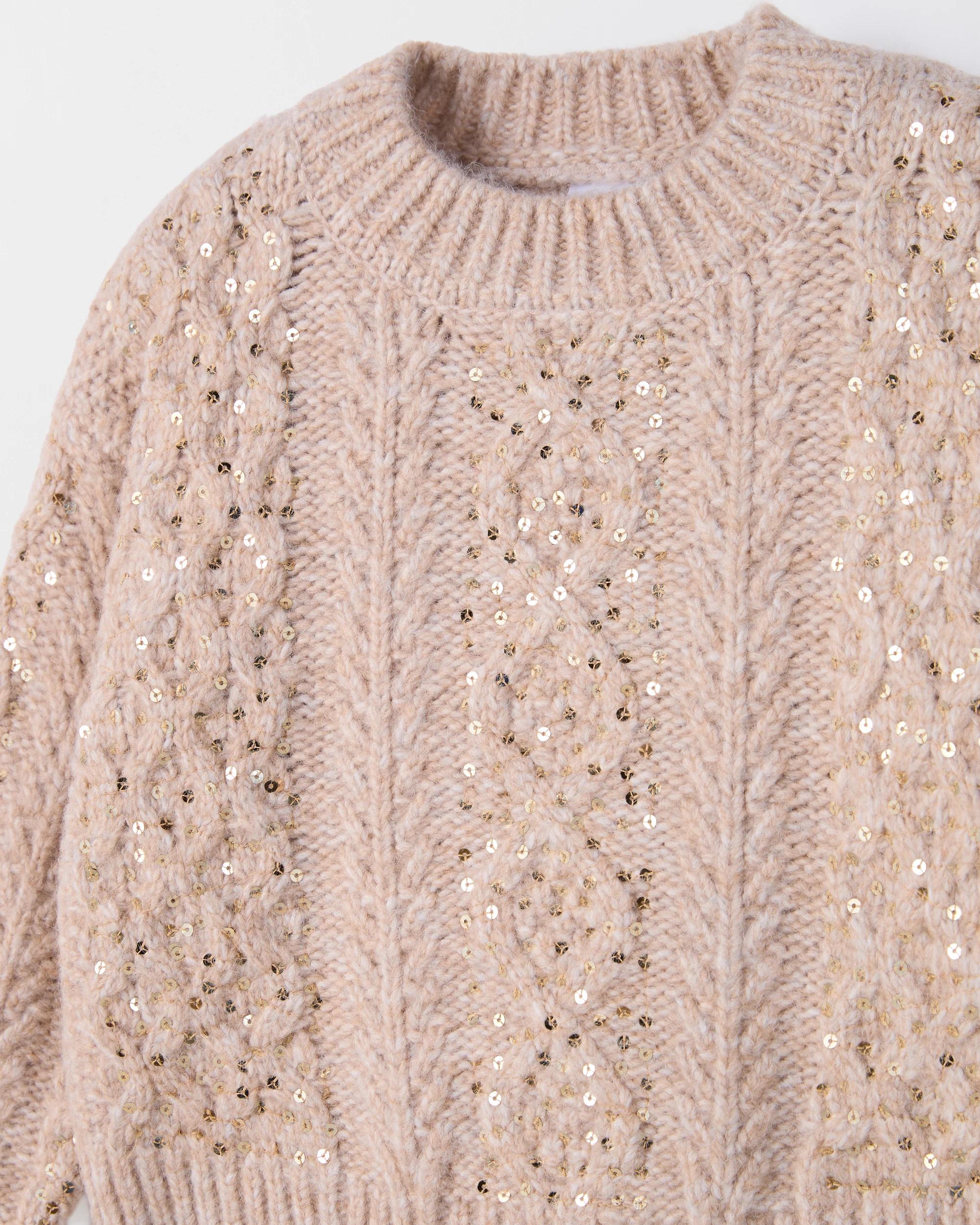 2 Target Kids Sequin Cable Knit Jumper NEUTRAL, 2 of 2