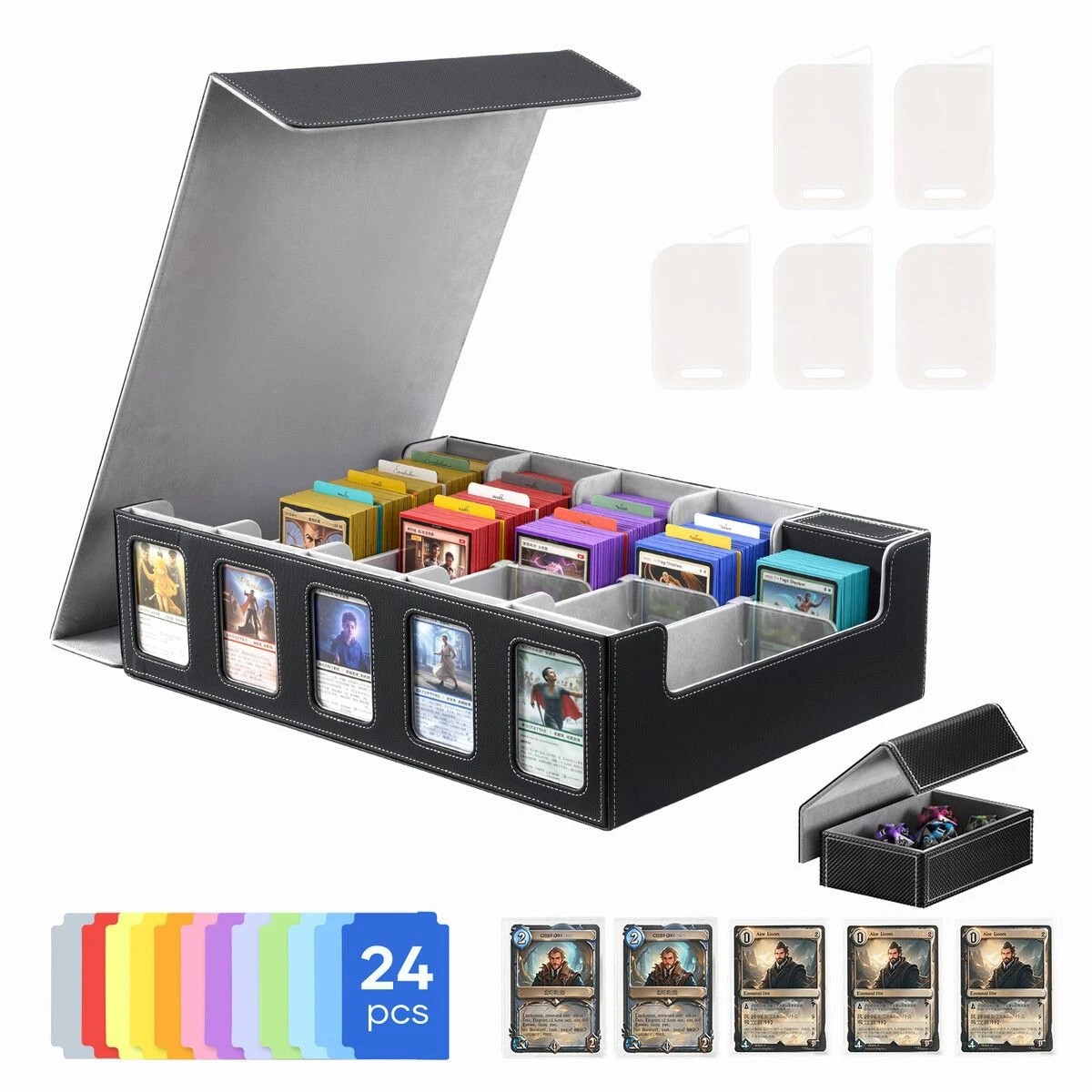 1 AUSWAY 3800+ Large Trading Card Storage Box 5-Row Deck Organiser for MTG, TCG, Yu-Gi-Oh & Sports Cards, 1 of 2