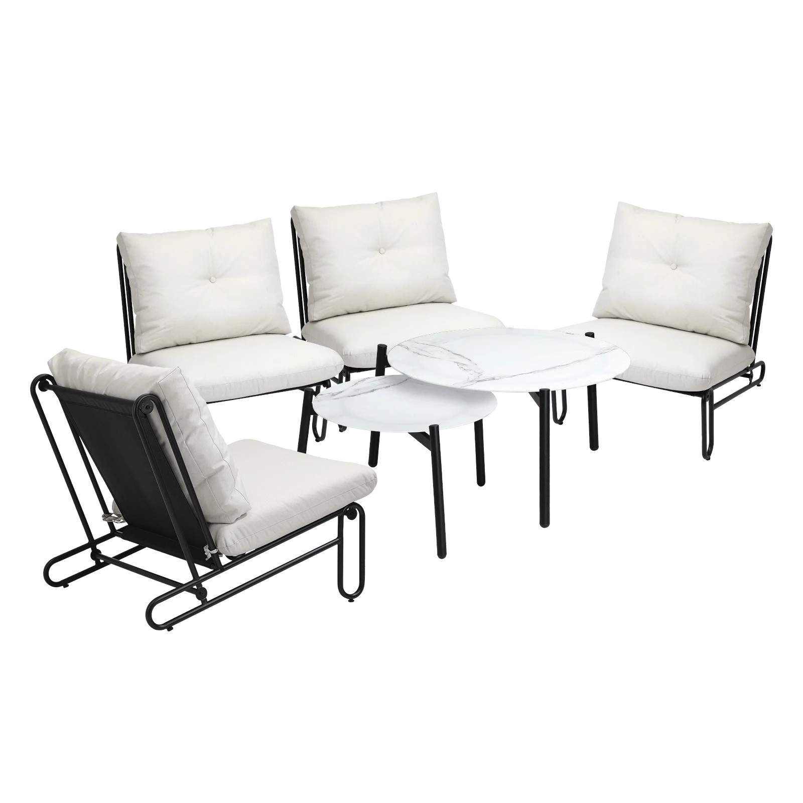1 Livsip Outdoor Sofa Set 6-Piece Lounge Setting Table Chairs - Beige, 1 of 9