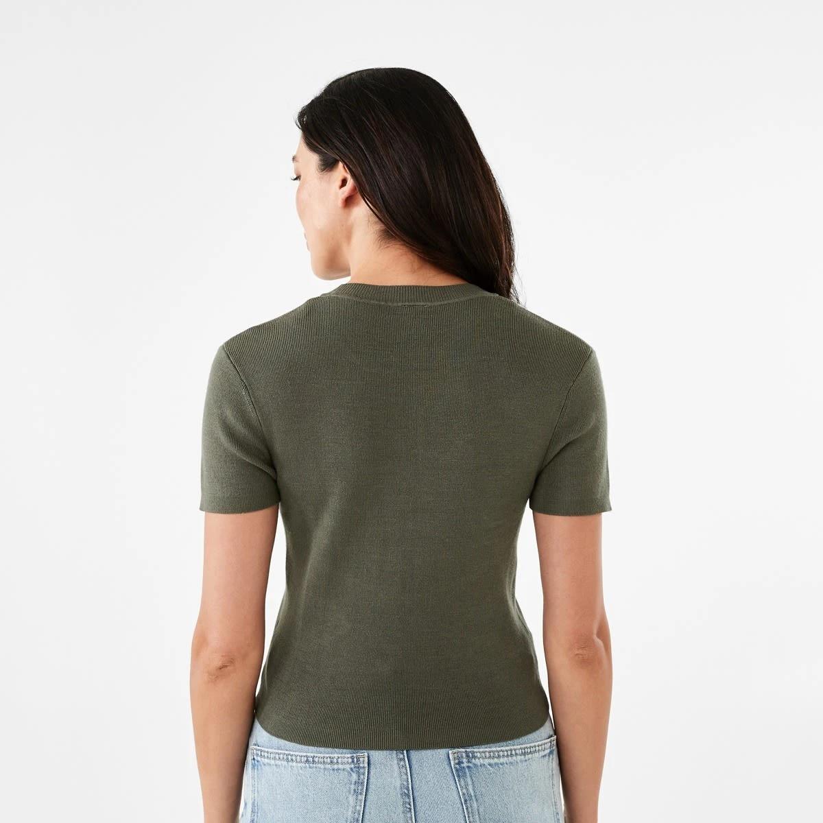 3 Short Sleeve True Knit Fitted T-shirt OLIVE LEAF, 3 of 5