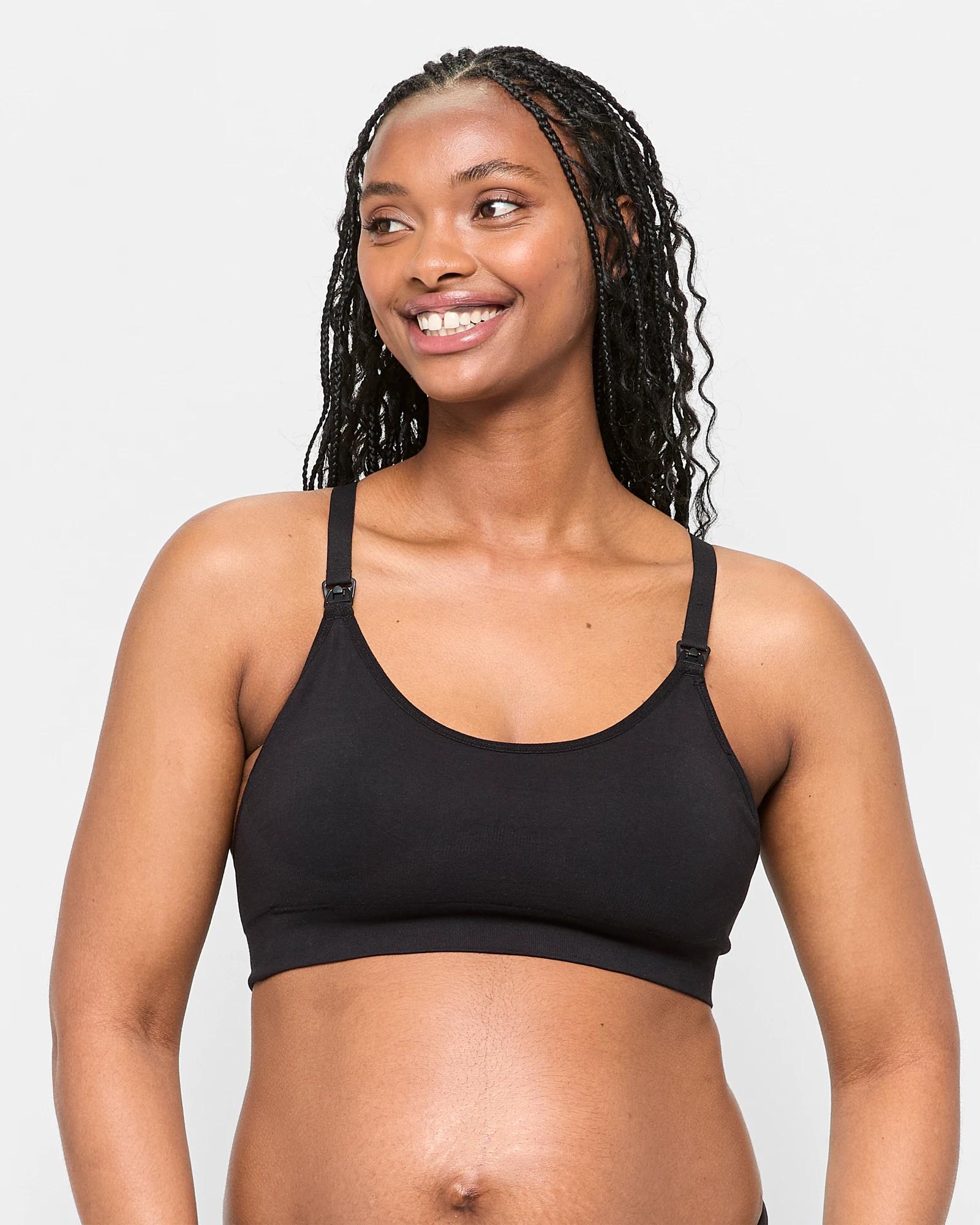 1 Target Maternity Organic Cotton Seamfree Racerback Nursing Crop Top BLACK, 1 of 3