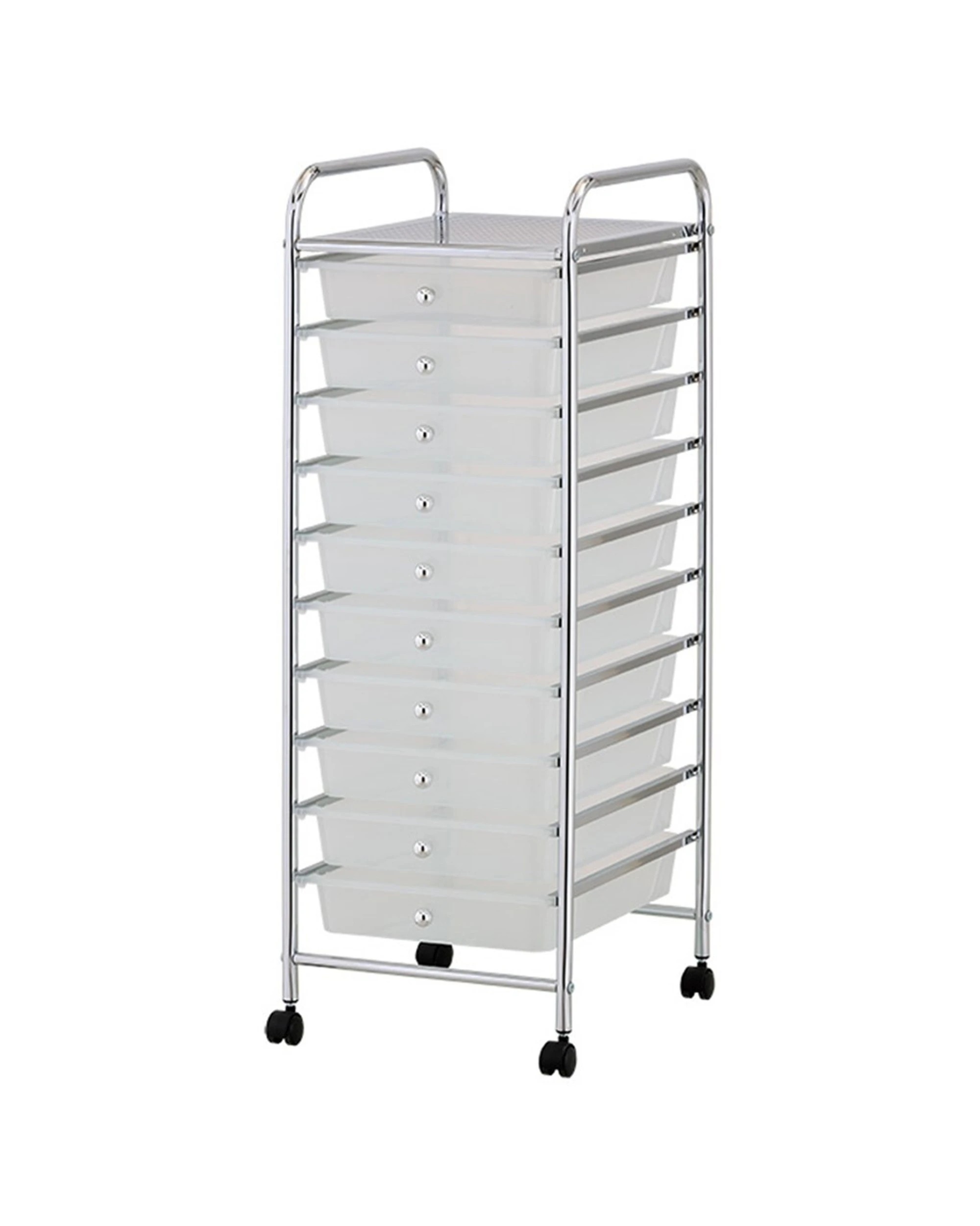 1 BOXSWEDEN Storage Drawer Trolley Mobile Storage Cart Metal Frame Ten Drawers - White, 1 of 3