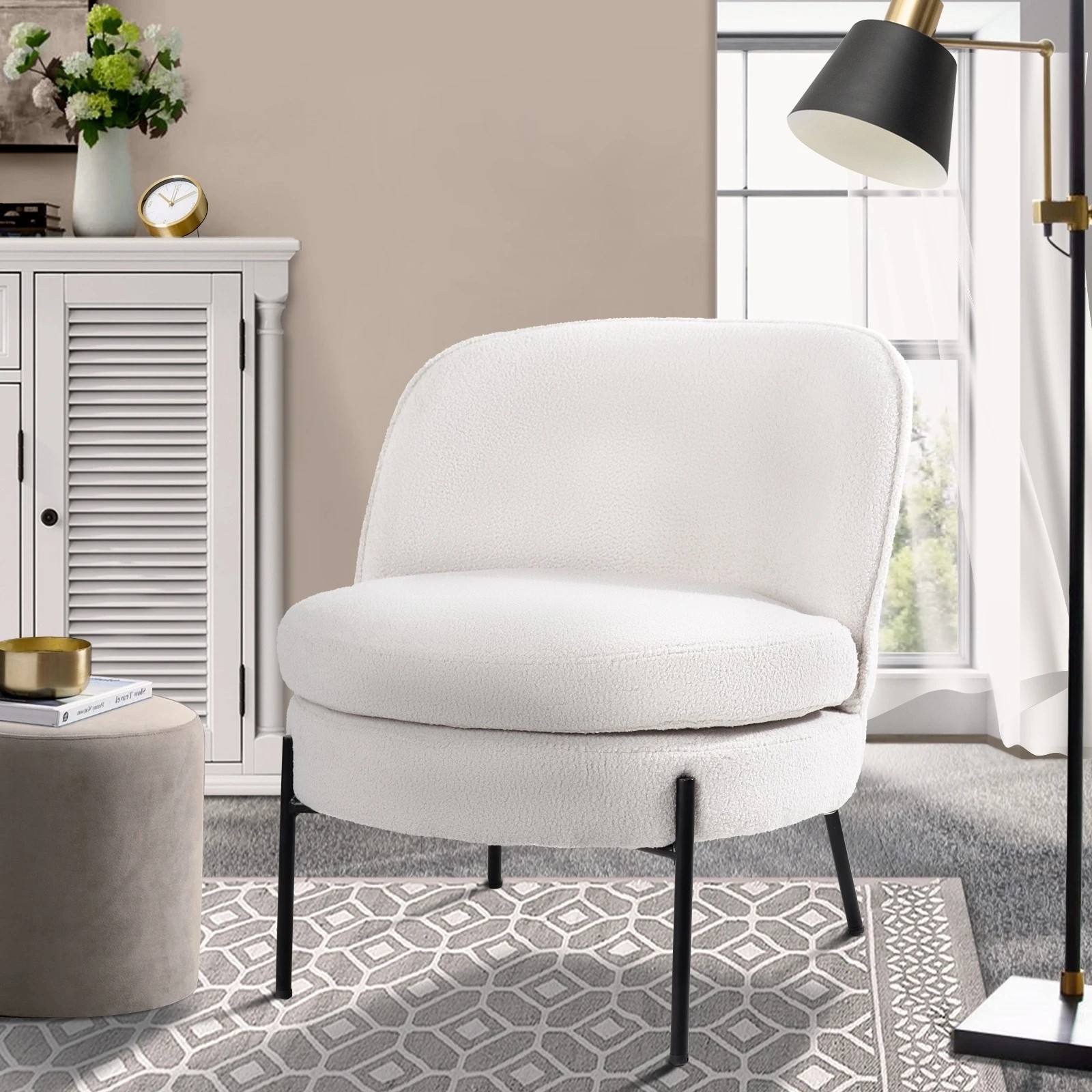 3 Oikiture Armchair Lounge Chair Accent Couch Chairs Padded Sofa Boucle - White, 3 of 7