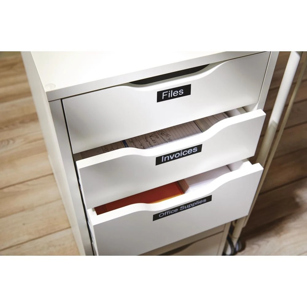 3 DYMO D1 Label Tape 12mm x 7m White on Black, 3 of 6