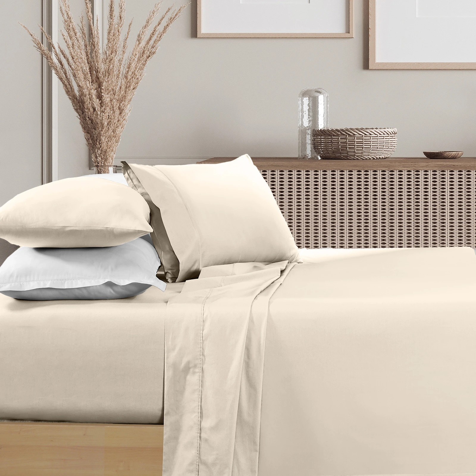 2 Renee Taylor 1500 Thread Count Pure Soft Cotton Blend Flat & Fitted Sheet Set - King Bed - White, 2 of 6