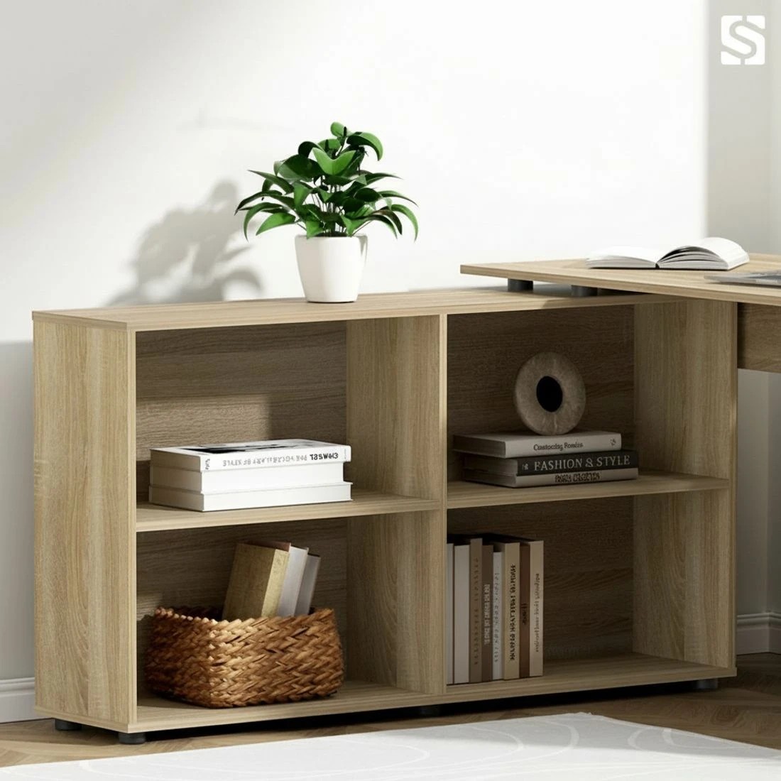 6 Artiss Computer Desk Bookshelf Oak 130CM - Brown, 6 of 7