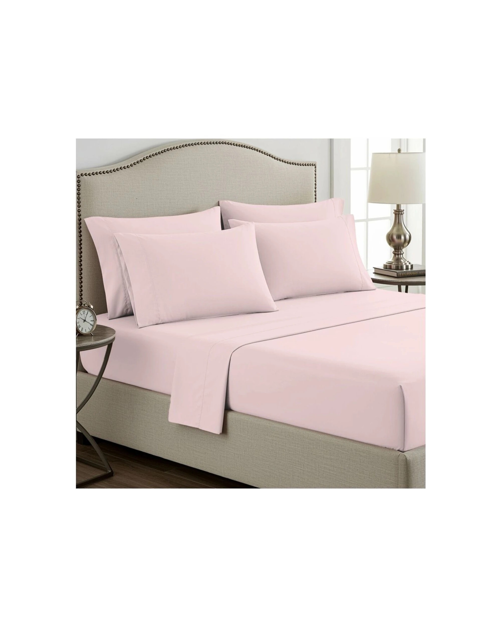 1 Grosvenor House Dyed Bamboo Cotton Bed Sheet Sets 400TC - Single Bed - Pink, 1 of 3
