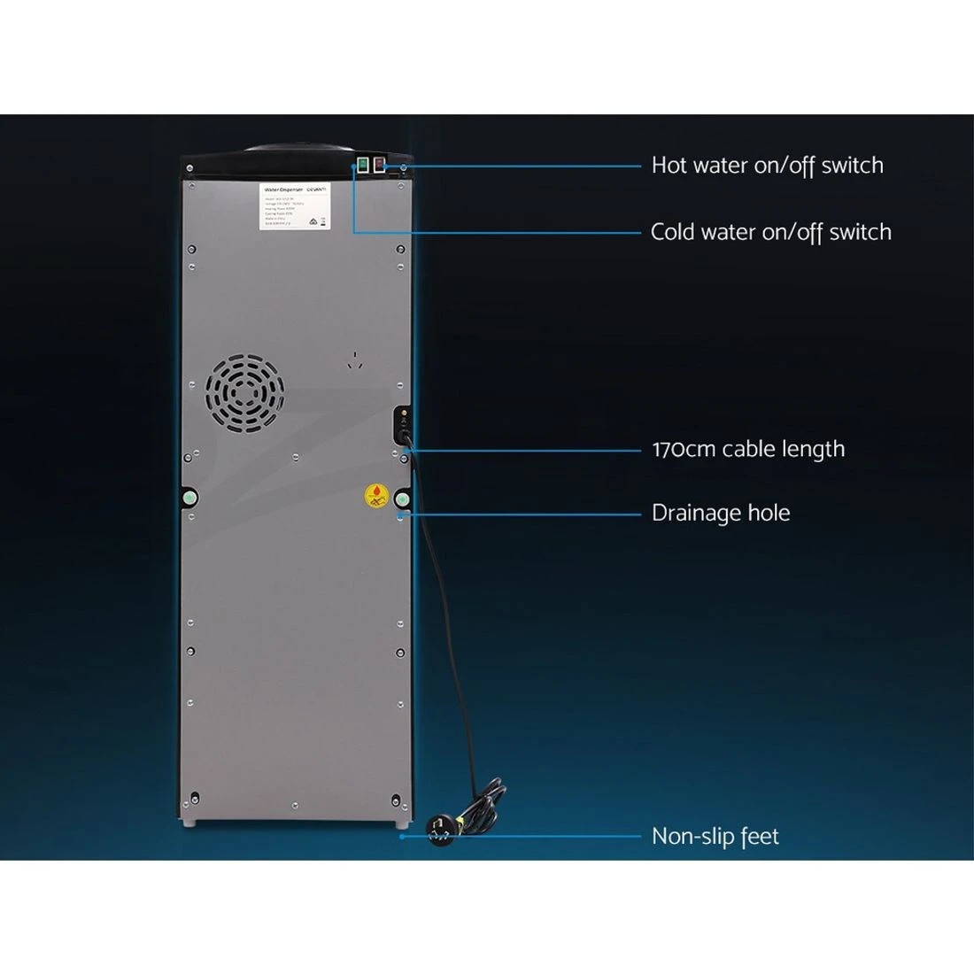 9 Devanti Water Cooler Dispenser Stand 22L Bottle Black w/2 Filter
 - black, 9 of 10