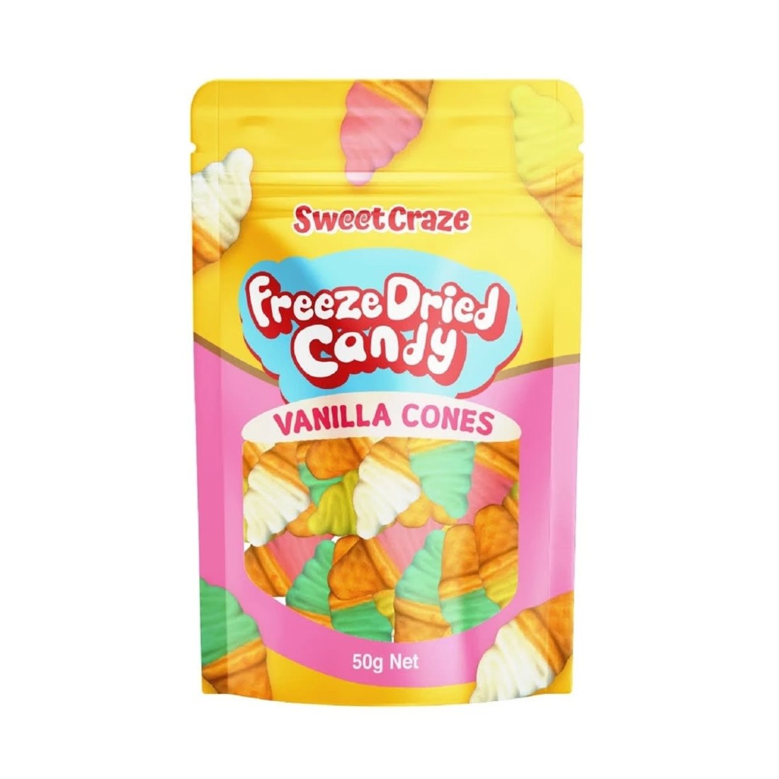 1 Sweet Craze Freeze Dried Candy Vanilla Cones 50g, 1 of 2