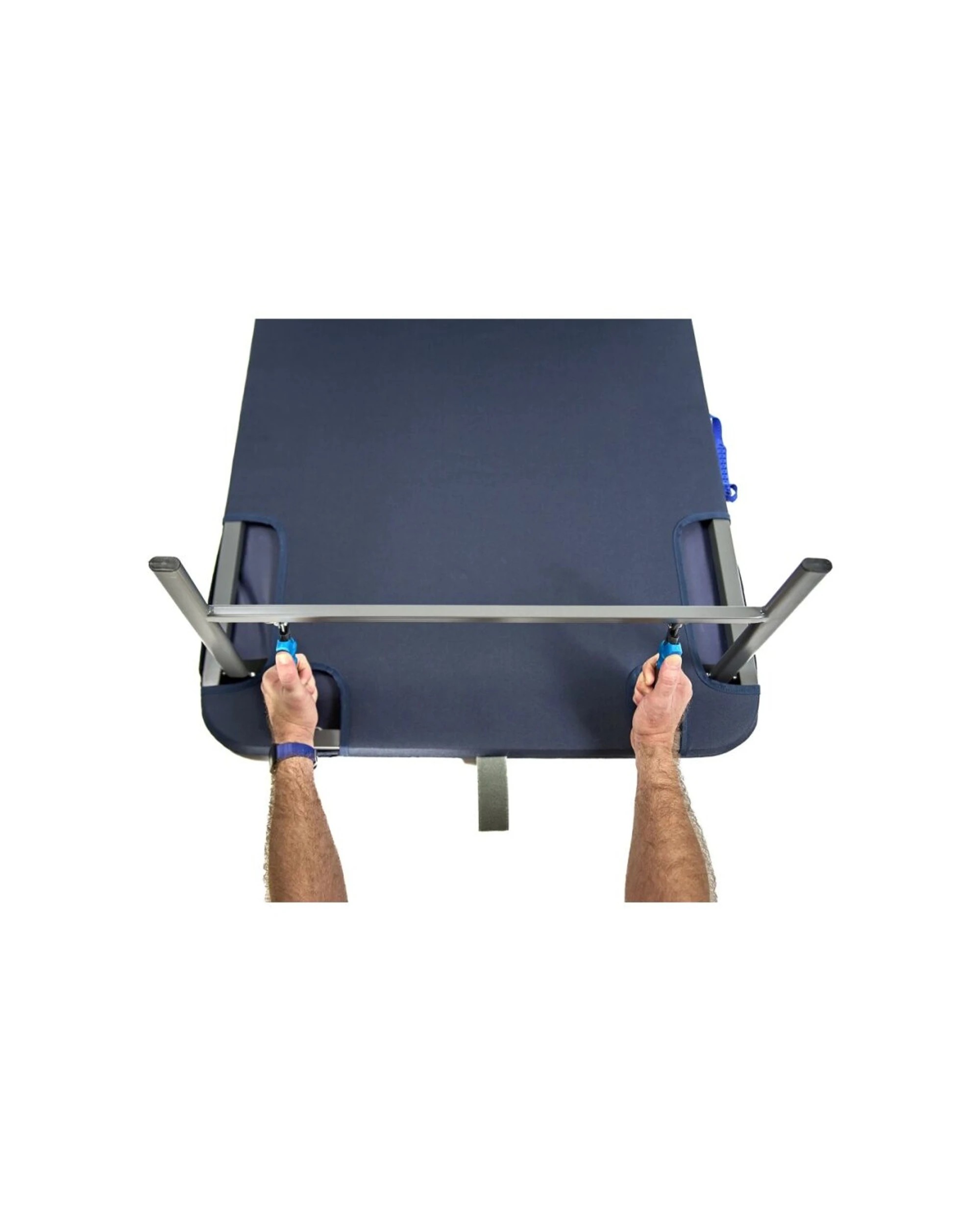 6 Quest Outdoors Flat Fold Camping Bed Tilt Back Steel Frame 150 kg Capacity - Blue, 6 of 8