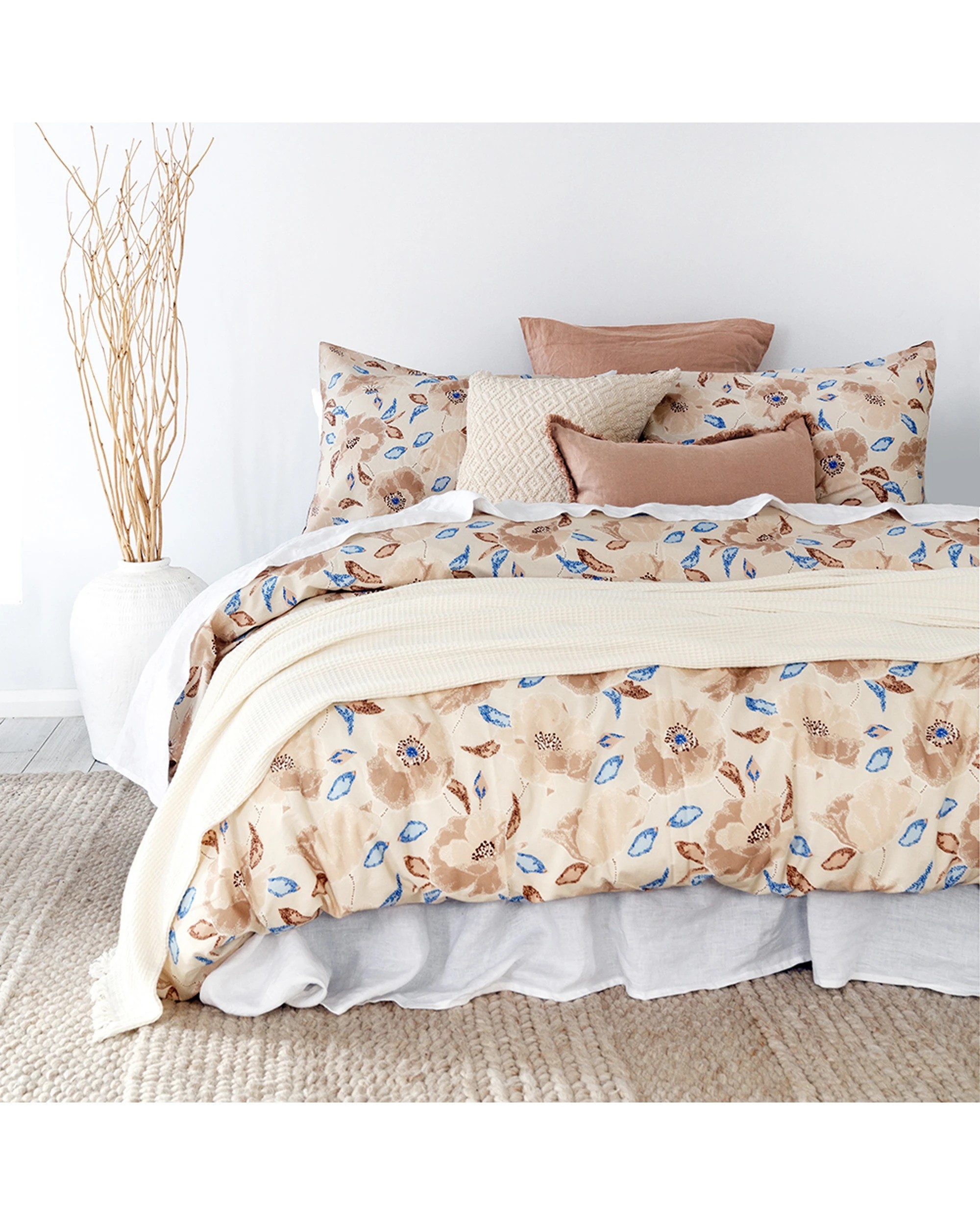 2 Bambury Faith Cotton Floral Reversible Print Quilt Cover Set - Double Bed - Brown, 2 of 6