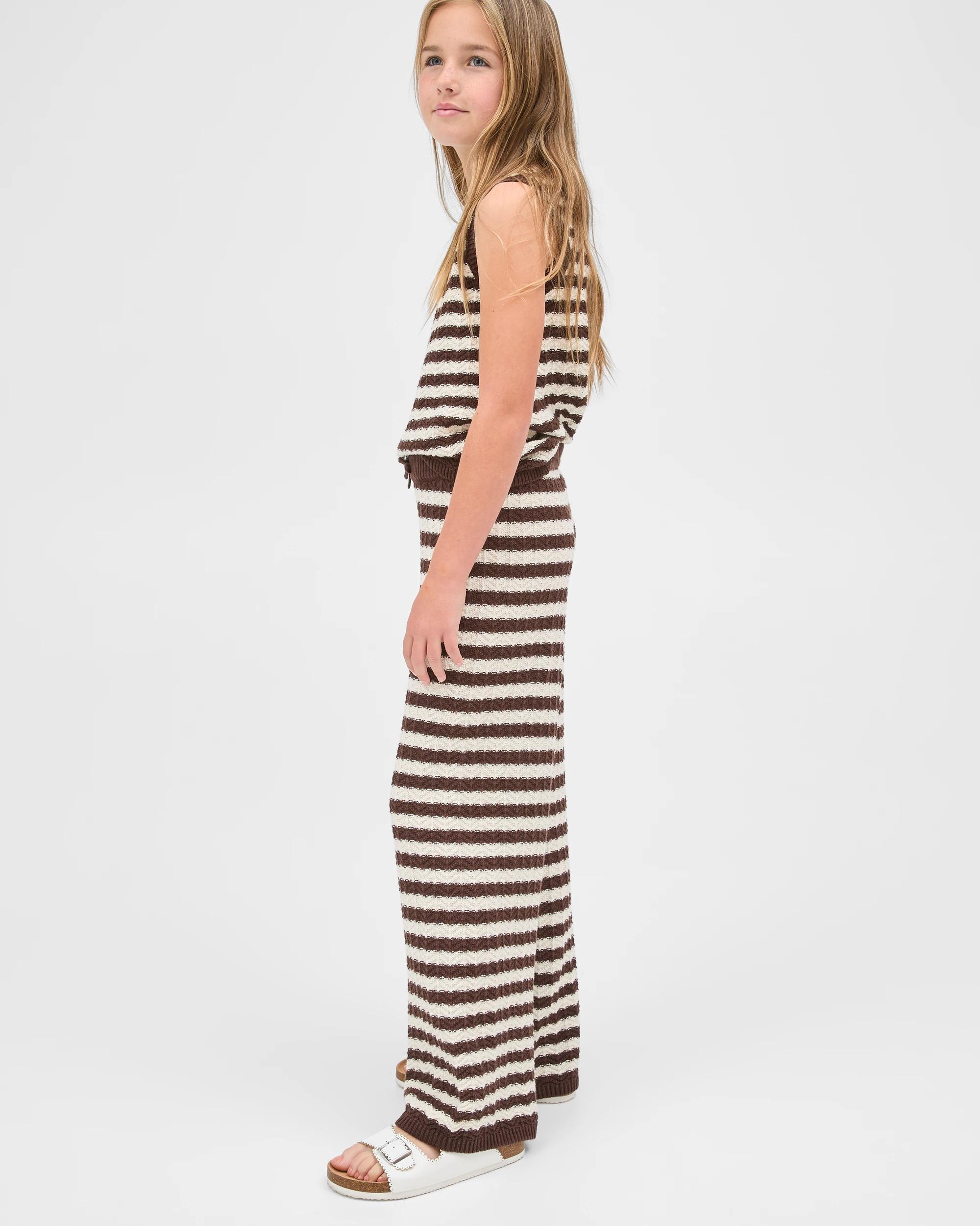 3 Target Kids Australian Cotton Crochet Wide Leg Pants STRIPE CHOCOLATE, 3 of 6