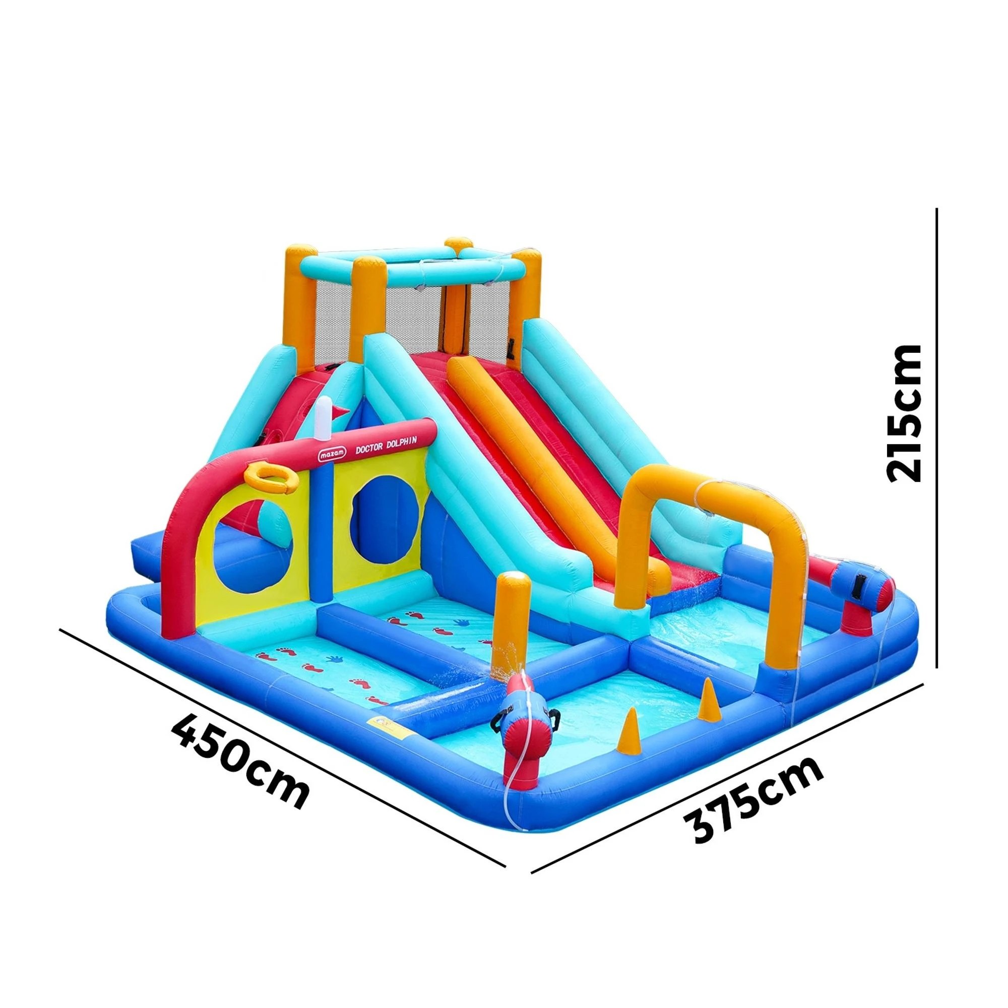 9 Doctor Dolphin 10-in-1 Inflatable Water Park Jumping Castle Dual Slides Blower
 - Multi, 9 of 9
