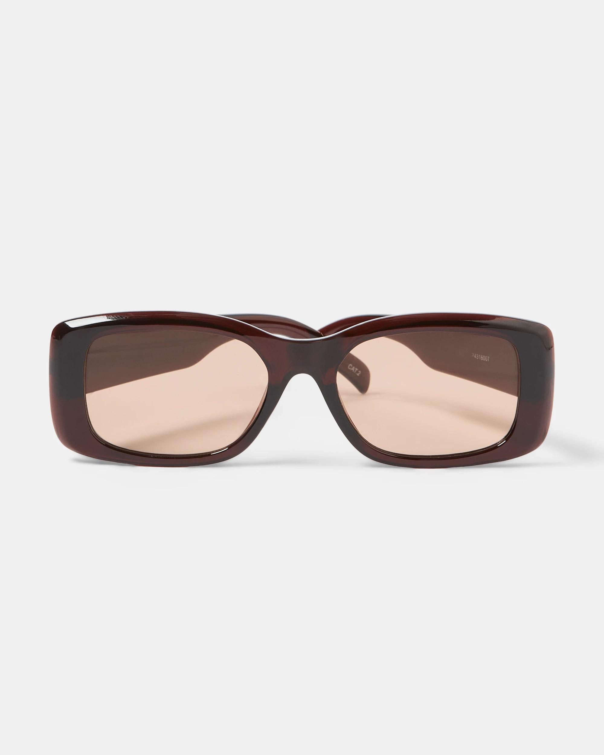 4 Womens Slim Rectangle Sunglasses Acc Brown, 4 of 5