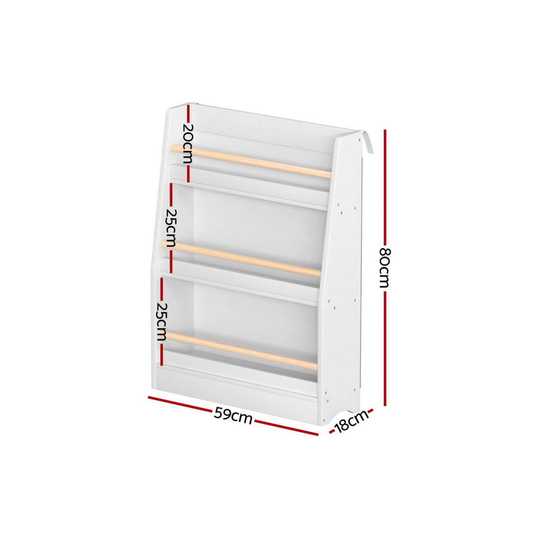 2 Keezi Kids Bookshelf 3 Tiers Storage Children Bookcase Organiser Display Shelf - White, 2 of 8