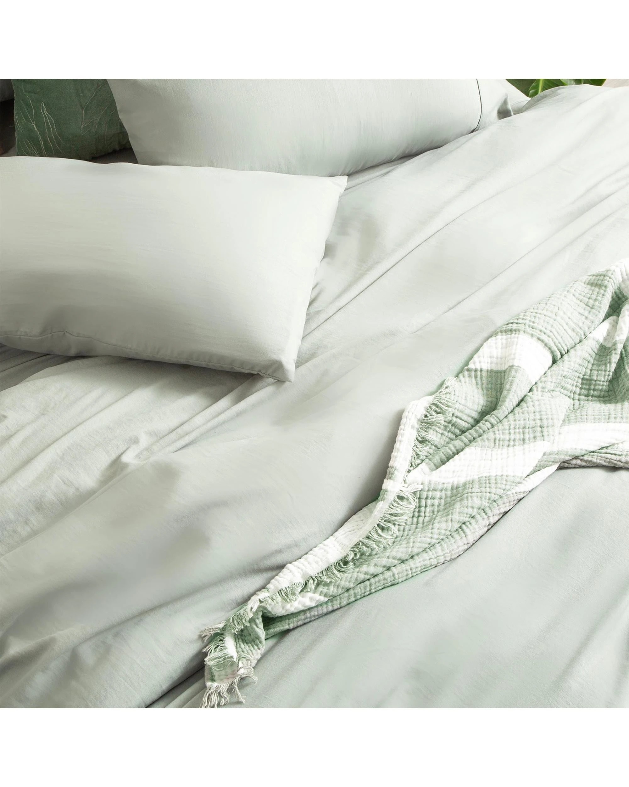 4 Ddecor Home Ultra Plush Vintage Washed Microfiber Quilt Cover Set — Sage (King) - Green, 4 of 6