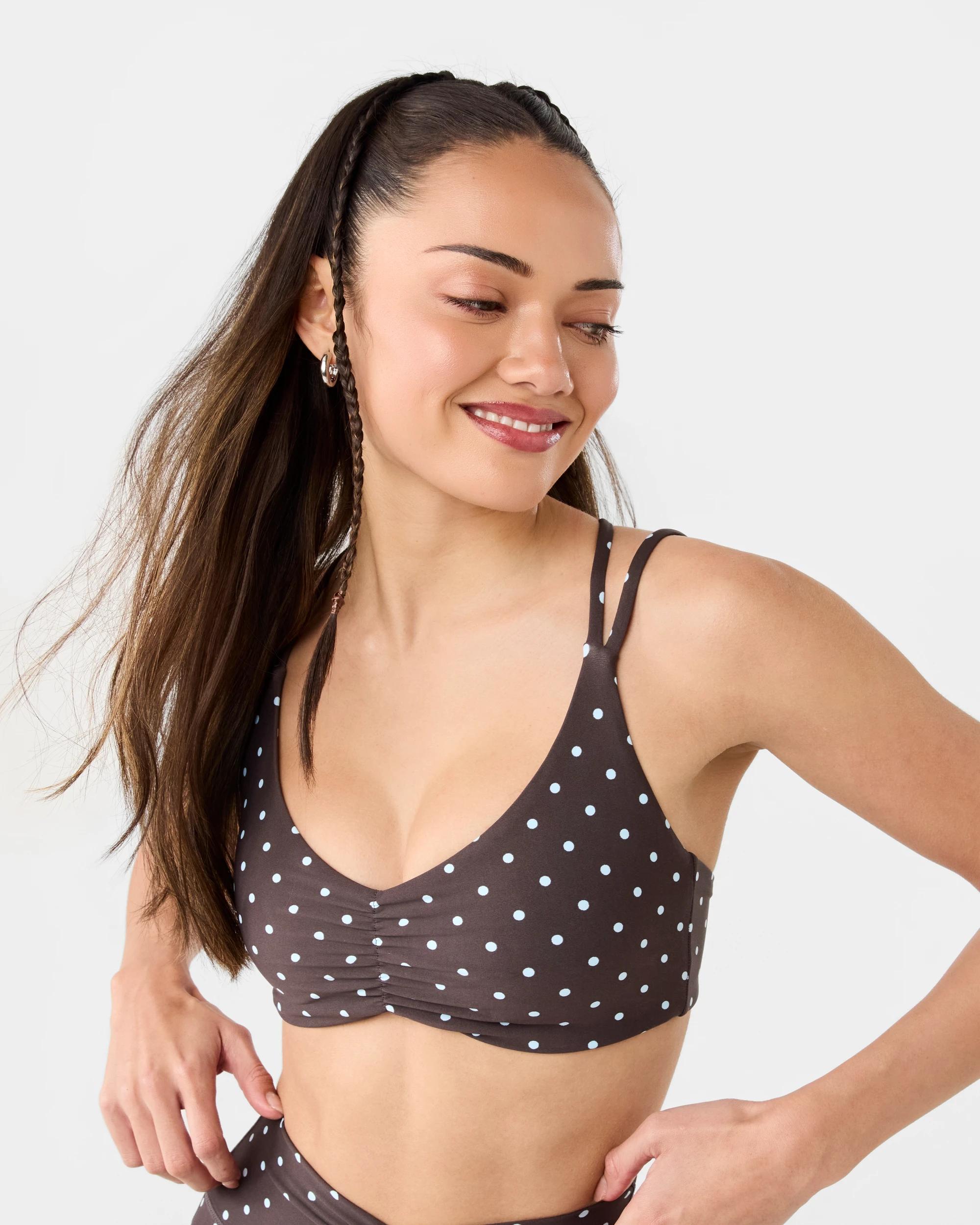 8 Active Womens Cloudform Print Ruched Crop Brn Spot, 8 of 9