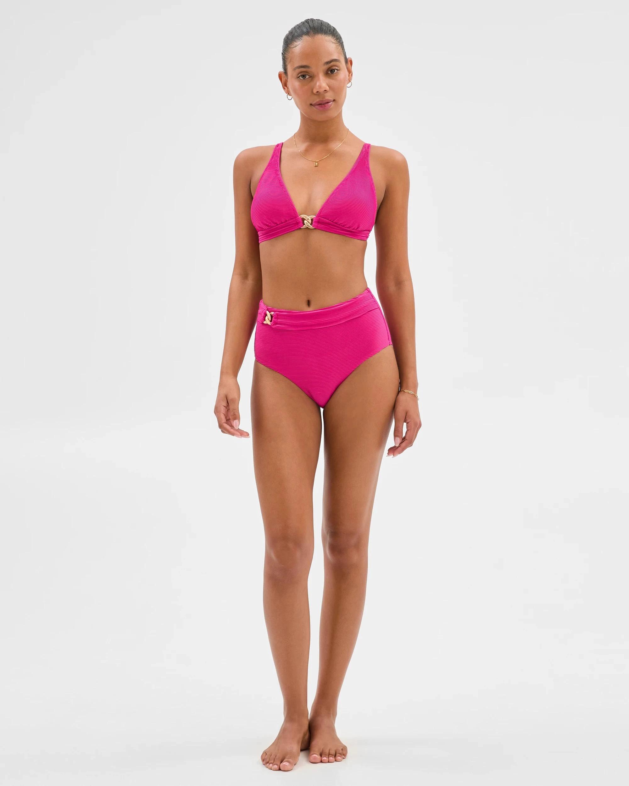 2 Target Resort Textured High Waisted Chain Link Bikini Bottoms FUCHSIA, 2 of 5