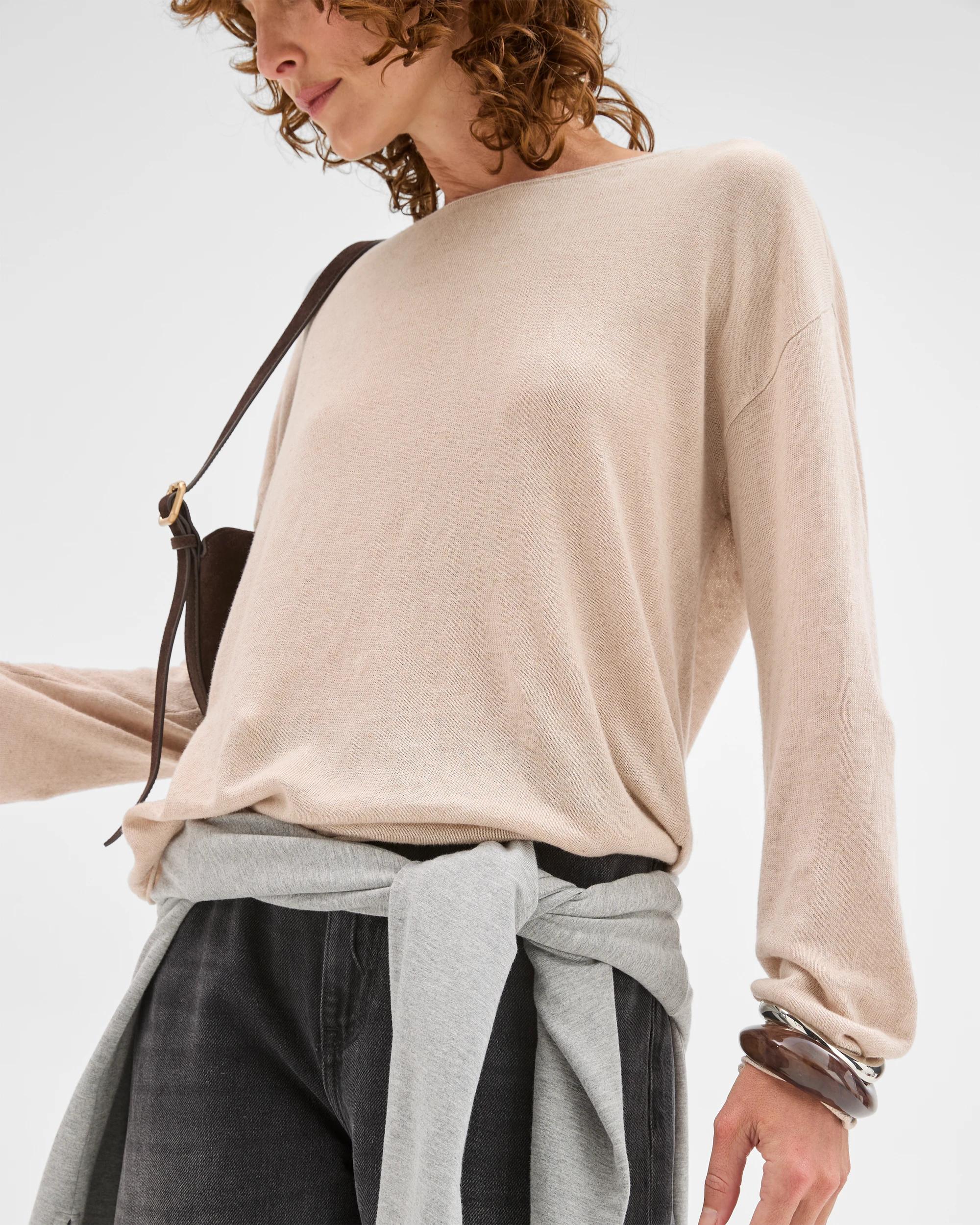 3 Target Woman Linen Blend Long Sleeve Lightweight Jumper OATMEAL MELANGE, 3 of 7