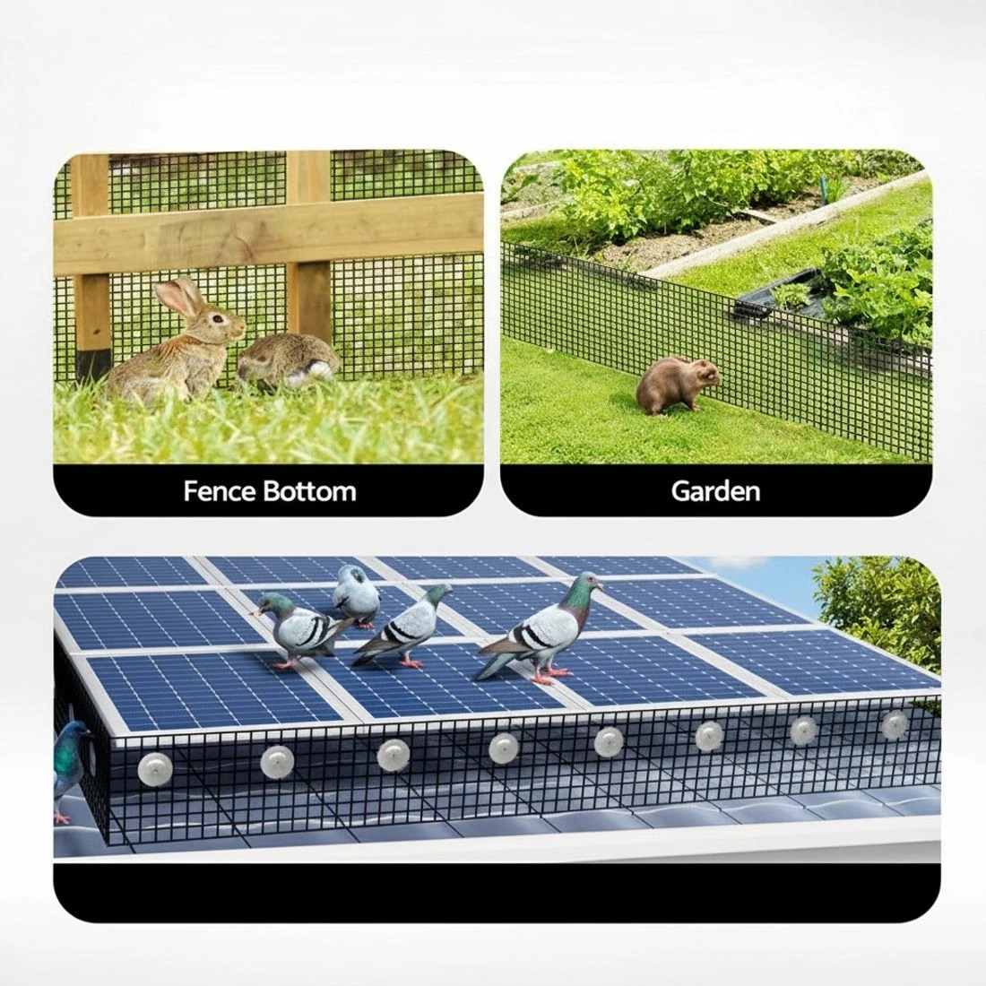 4 Gardeon 20cm x 30M Solar Panel Bird Guard Mesh Critter Guard Roll Kit with Rust-Proof PVC Coating - Black, 4 of 5